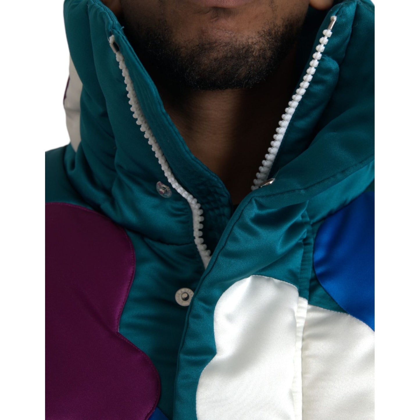 Dolce & Gabbana Multicolor Floral Windbreaker Puffer Jacket Dolce & Gabbana Black