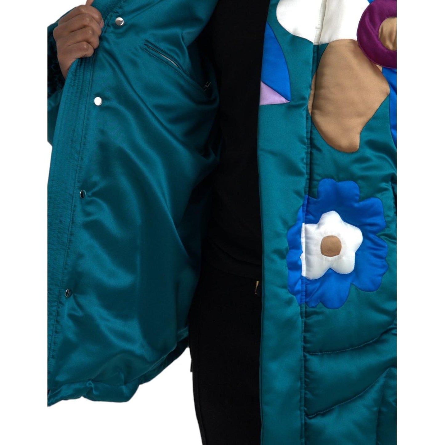 Dolce & Gabbana Multicolor Floral Windbreaker Puffer Jacket Dolce & Gabbana Dark Slate Gray