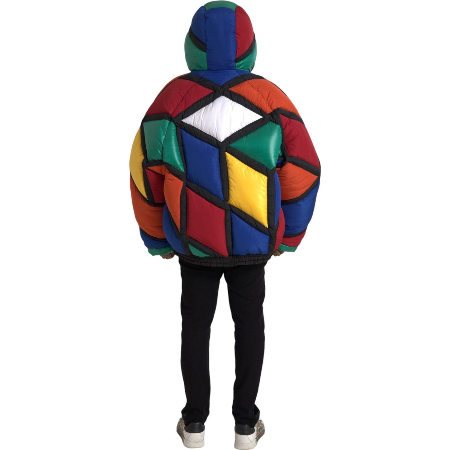 Dolce & Gabbana Multicolor Quilted Hooded Puffer Jacket Dolce & Gabbana Dark Salmon