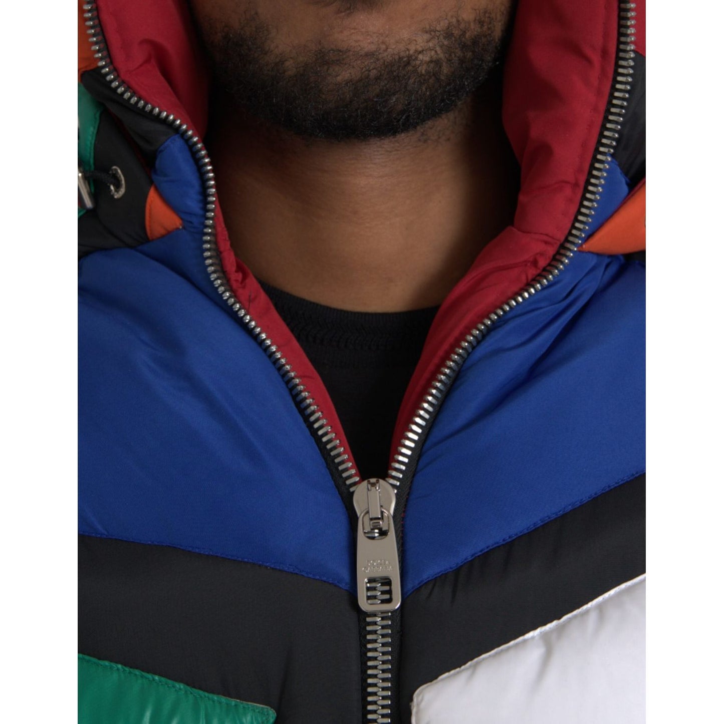 Dolce & Gabbana Multicolor Quilted Hooded Puffer Jacket Dolce & Gabbana Dark Slate Gray