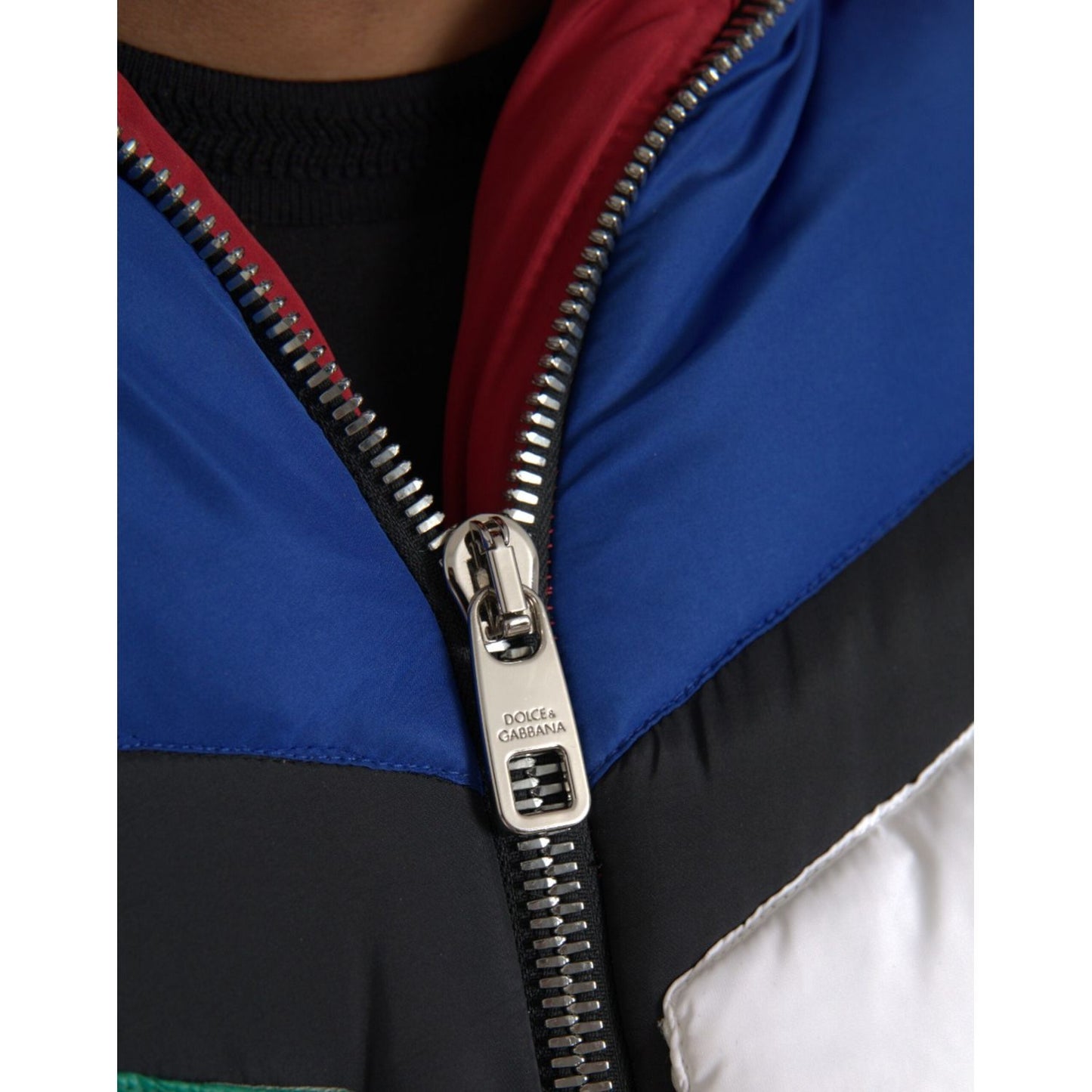 Dolce & Gabbana Multicolor Quilted Hooded Puffer Jacket Dolce & Gabbana Black