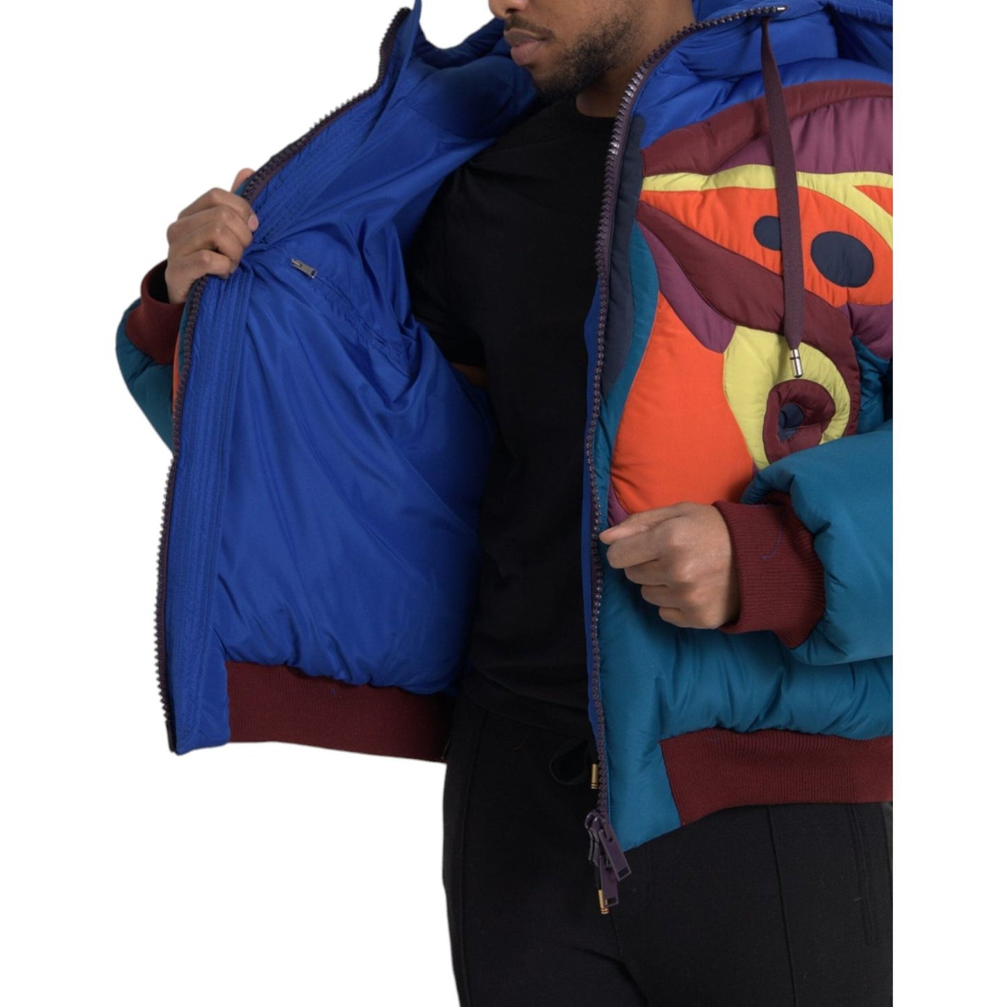 Dolce & Gabbana Multicolor Butterfly Hooded Puffer Jacket Dolce & Gabbana Black