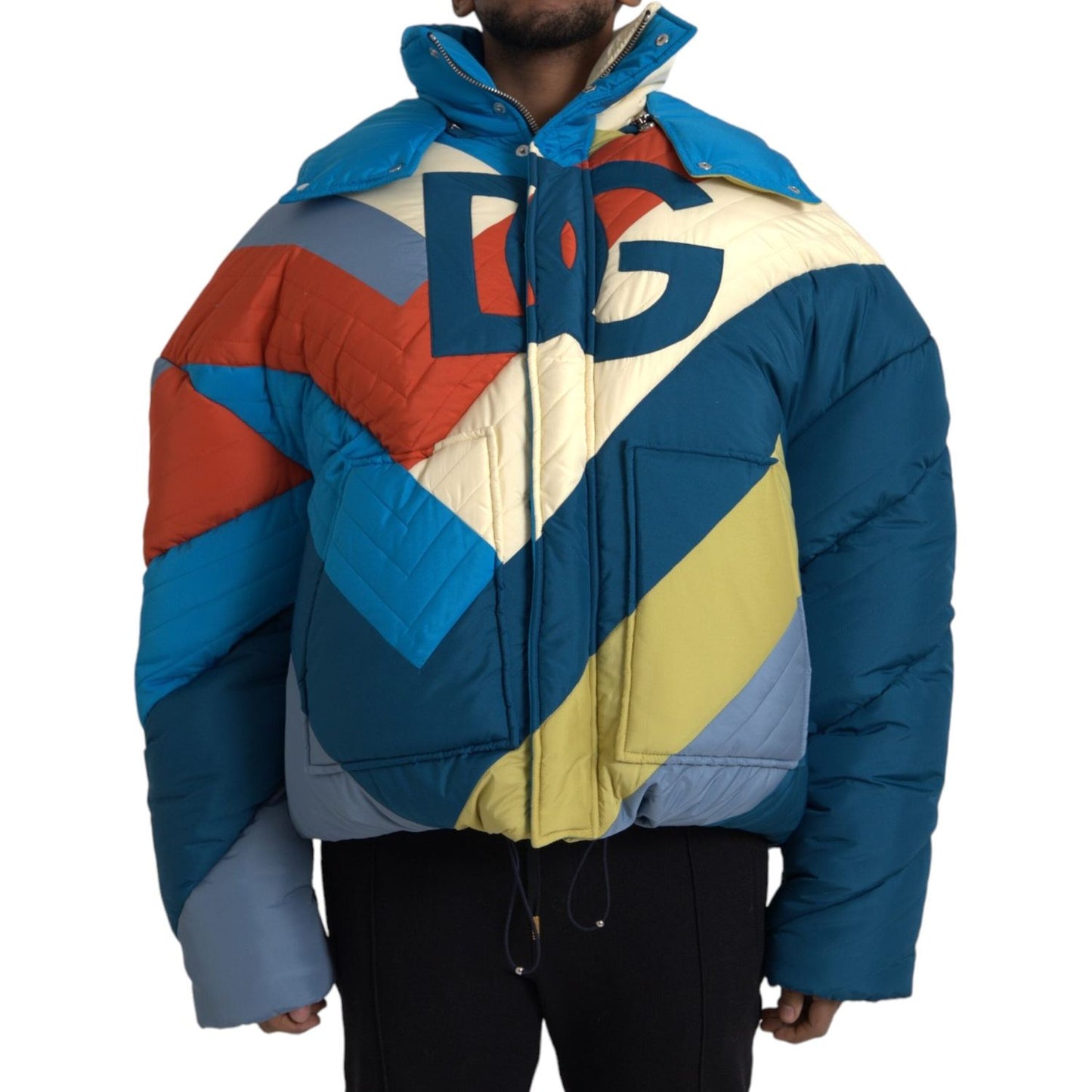 Dolce & Gabbana Multicolor Logo Windbreaker Puffer Jacket Dolce & Gabbana Dark Slate Gray