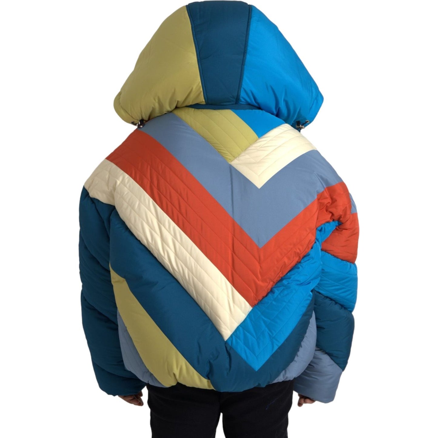 Dolce & Gabbana Multicolor Logo Windbreaker Puffer Jacket Dolce & Gabbana Dark Slate Gray