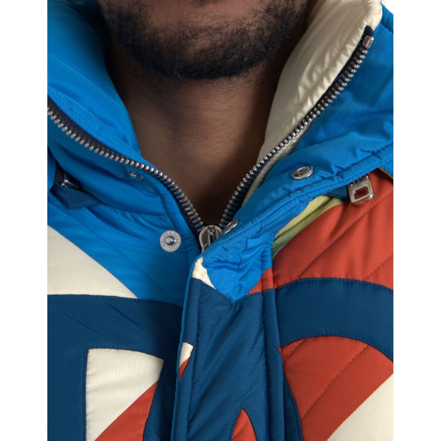 Dolce & Gabbana Multicolor Logo Windbreaker Puffer Jacket Dolce & Gabbana Dark Slate Gray