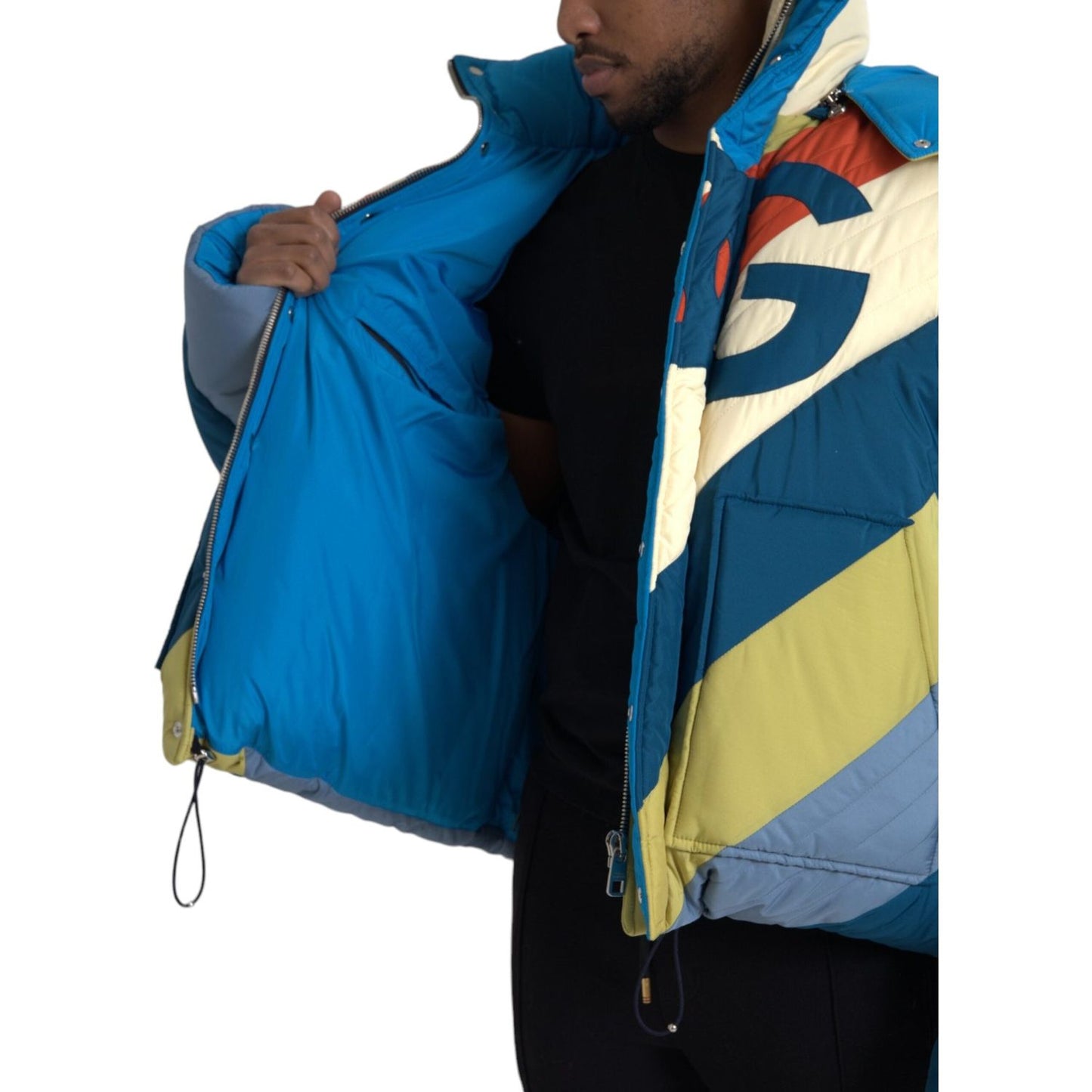 Dolce & Gabbana Multicolor Logo Windbreaker Puffer Jacket Dolce & Gabbana Dark Slate Gray