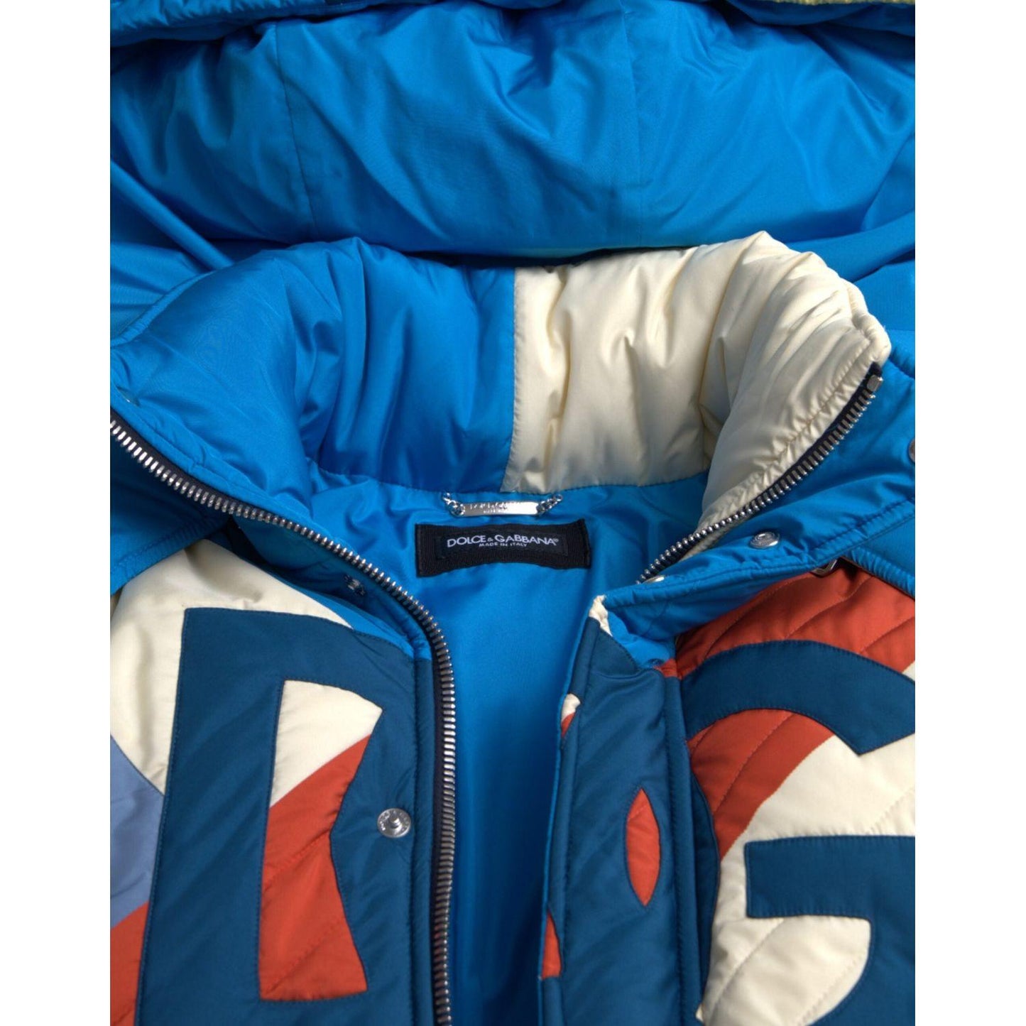 Dolce & Gabbana Multicolor Logo Windbreaker Puffer Jacket Dolce & Gabbana Dark Slate Gray