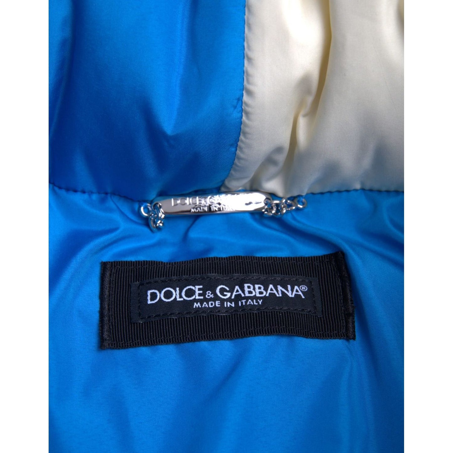 Dolce & Gabbana Multicolor Logo Windbreaker Puffer Jacket Dolce & Gabbana Dark Cyan