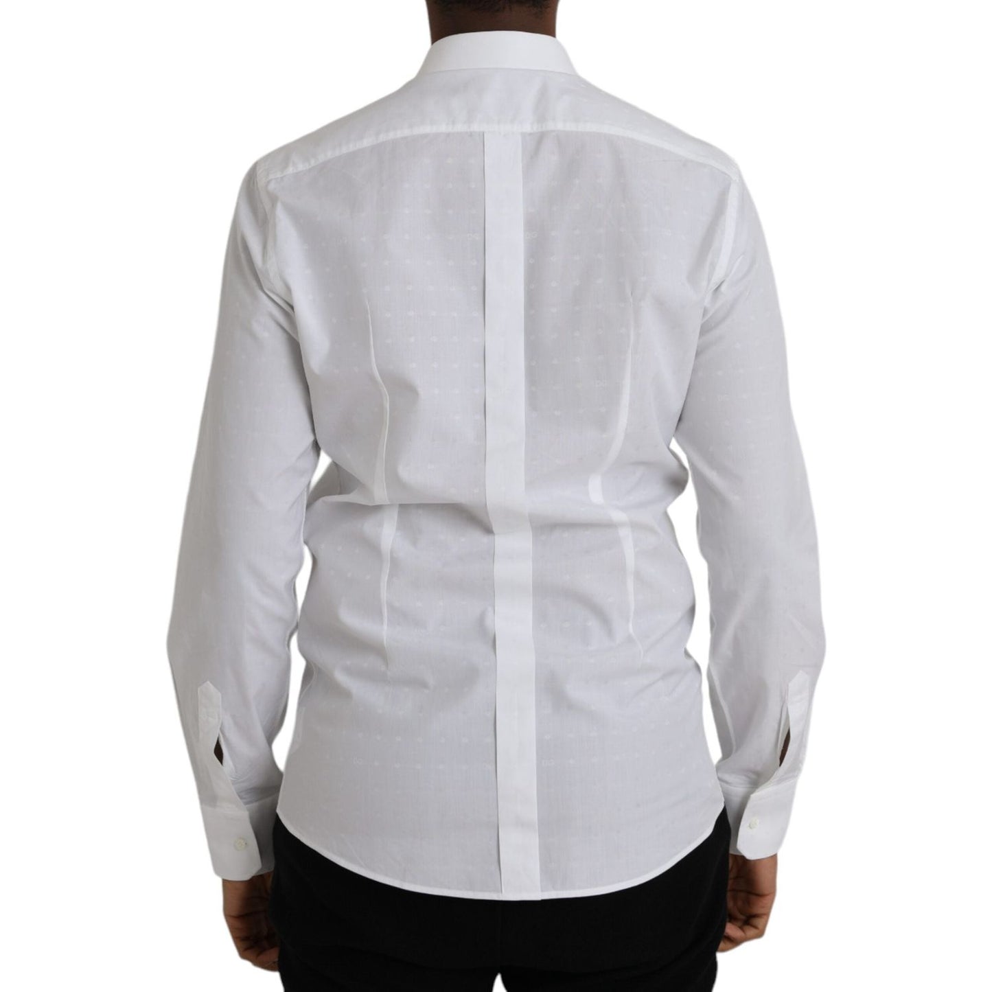 Dolce & Gabbana White Logo Cotton Men Dress GOLD Shirt Dolce & Gabbana Gray