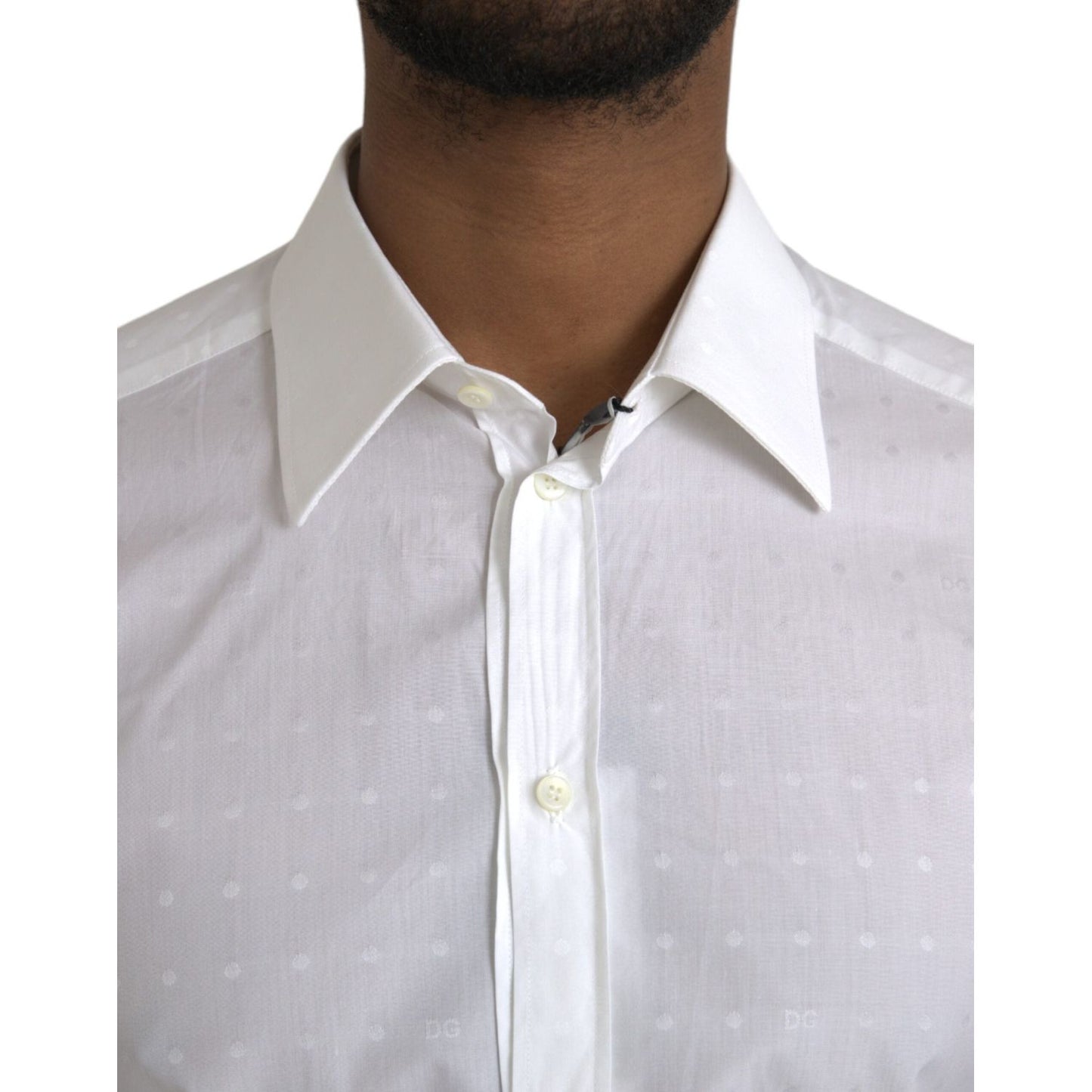 Dolce & Gabbana White Logo Cotton Men Dress GOLD Shirt Dolce & Gabbana Gray