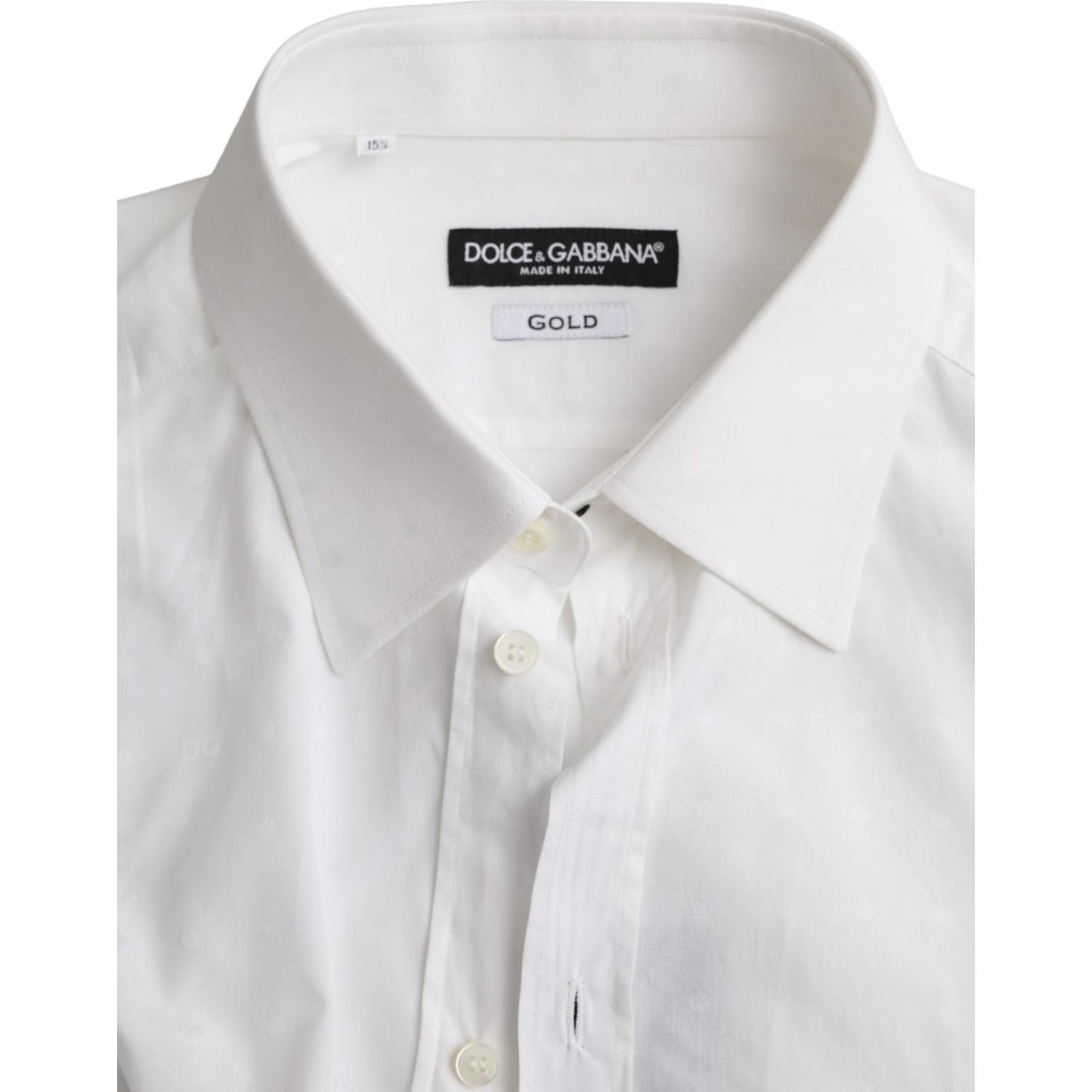 Dolce & Gabbana White Logo Cotton Men Dress GOLD Shirt Dolce & Gabbana Light Gray