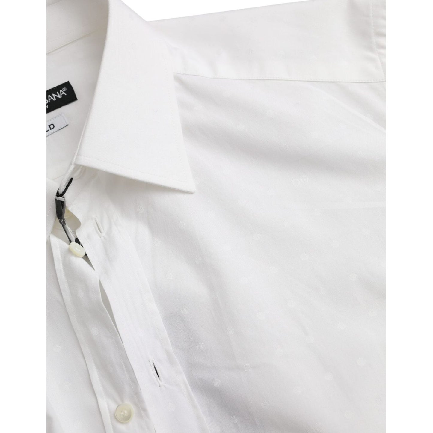 Dolce & Gabbana White Logo Cotton Men Dress GOLD Shirt Dolce & Gabbana Light Gray