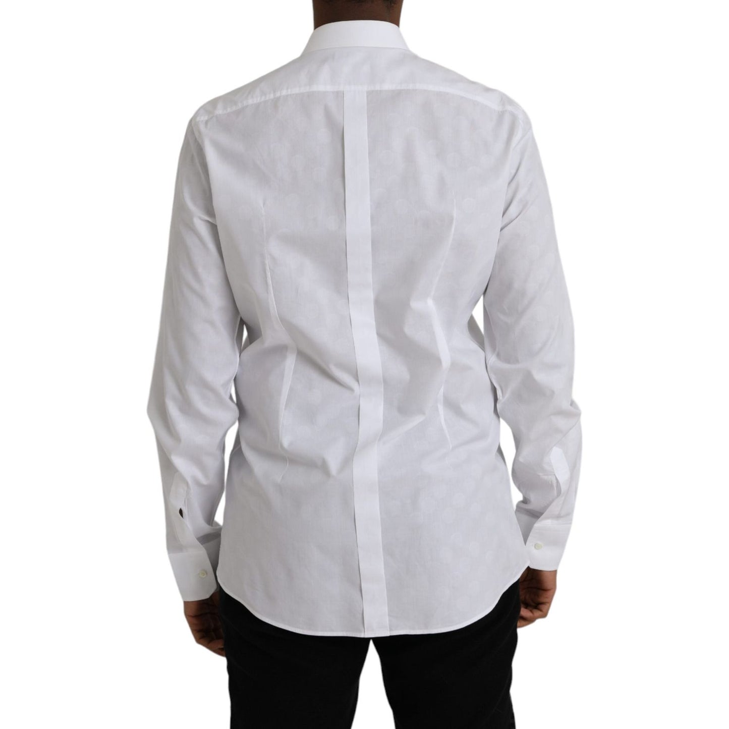 Dolce & Gabbana White Polka Dotted Cotton Dress GOLD Shirt Dolce & Gabbana Gray