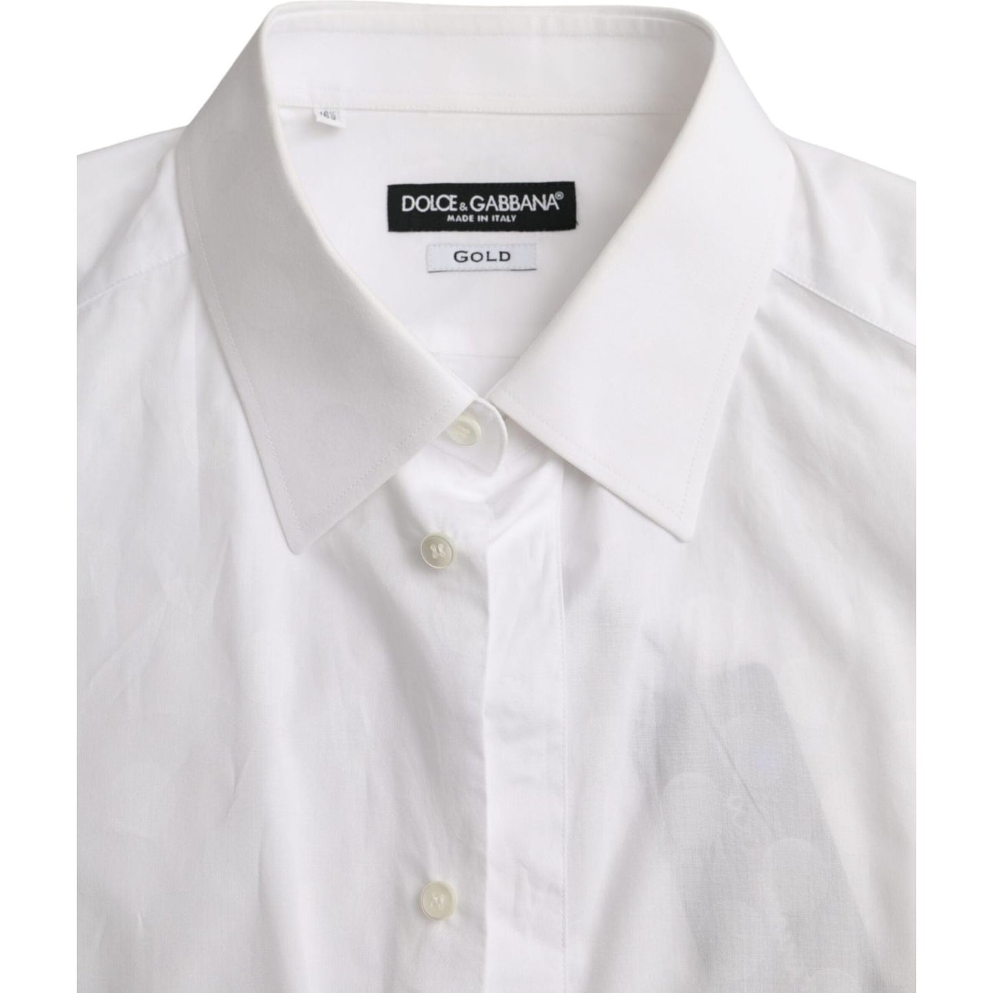 Dolce & Gabbana White Polka Dotted Cotton Dress GOLD Shirt Dolce & Gabbana Light Gray