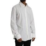 Dolce & Gabbana White Cotton Dress Slim Fit GOLD Shirt TSH86321-44