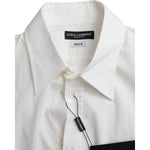 Dolce & Gabbana White Cotton Dress Slim Fit GOLD Shirt TSH86321-44