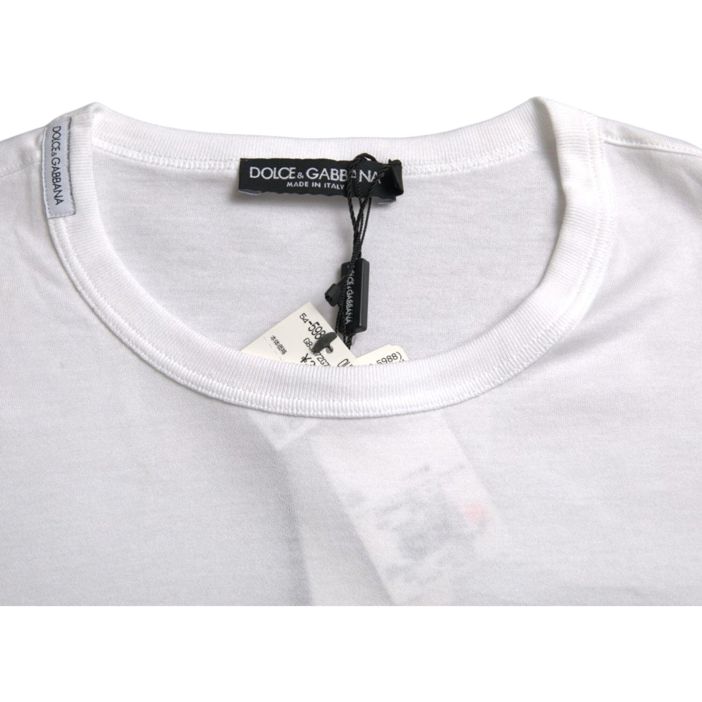 Dolce & Gabbana White Logo Embroidery Short Sleeve T-shirt Dolce & Gabbana Light Gray