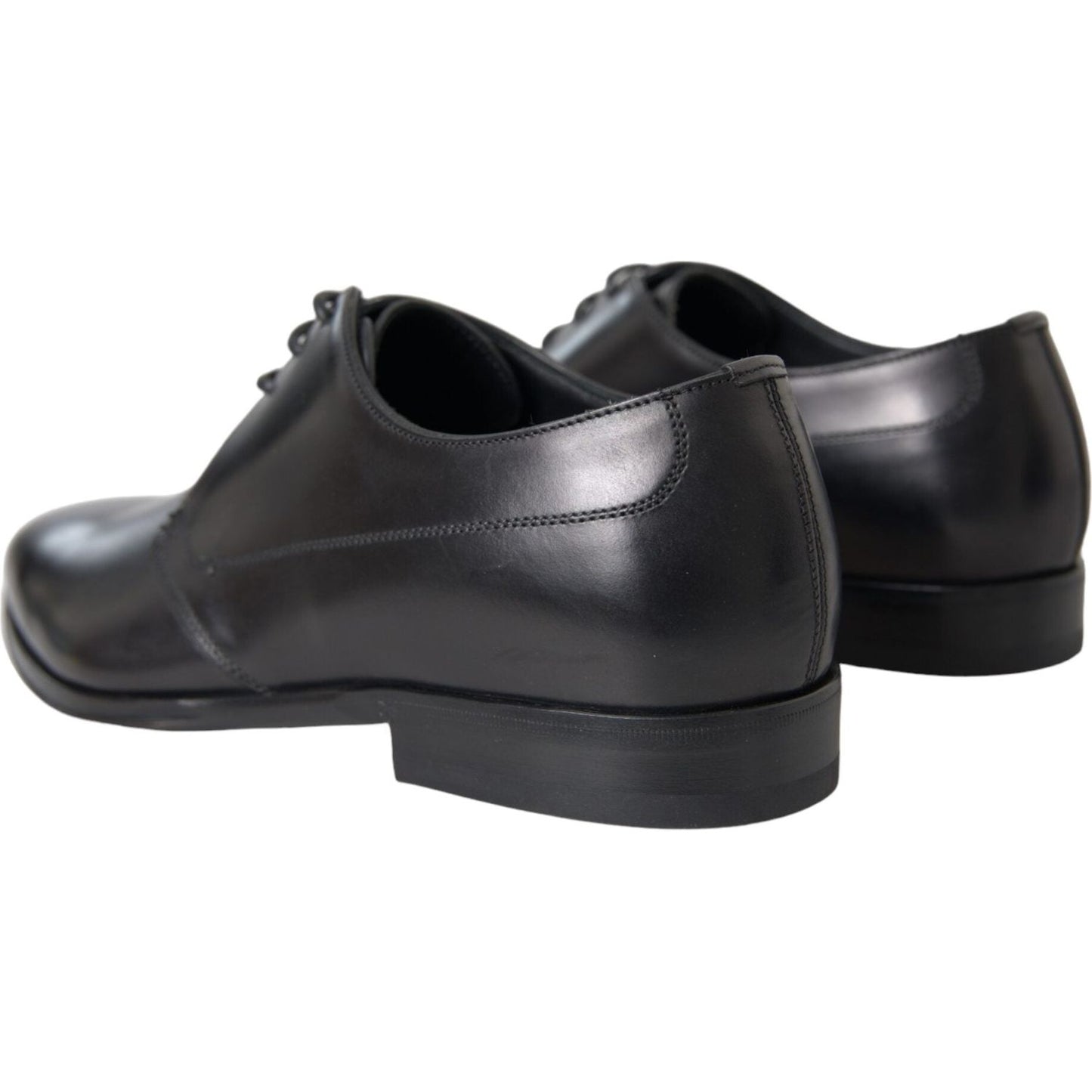 Dolce & Gabbana Black Leather Derby Formal Dress Men Shoes Dolce & Gabbana Dark Slate Gray