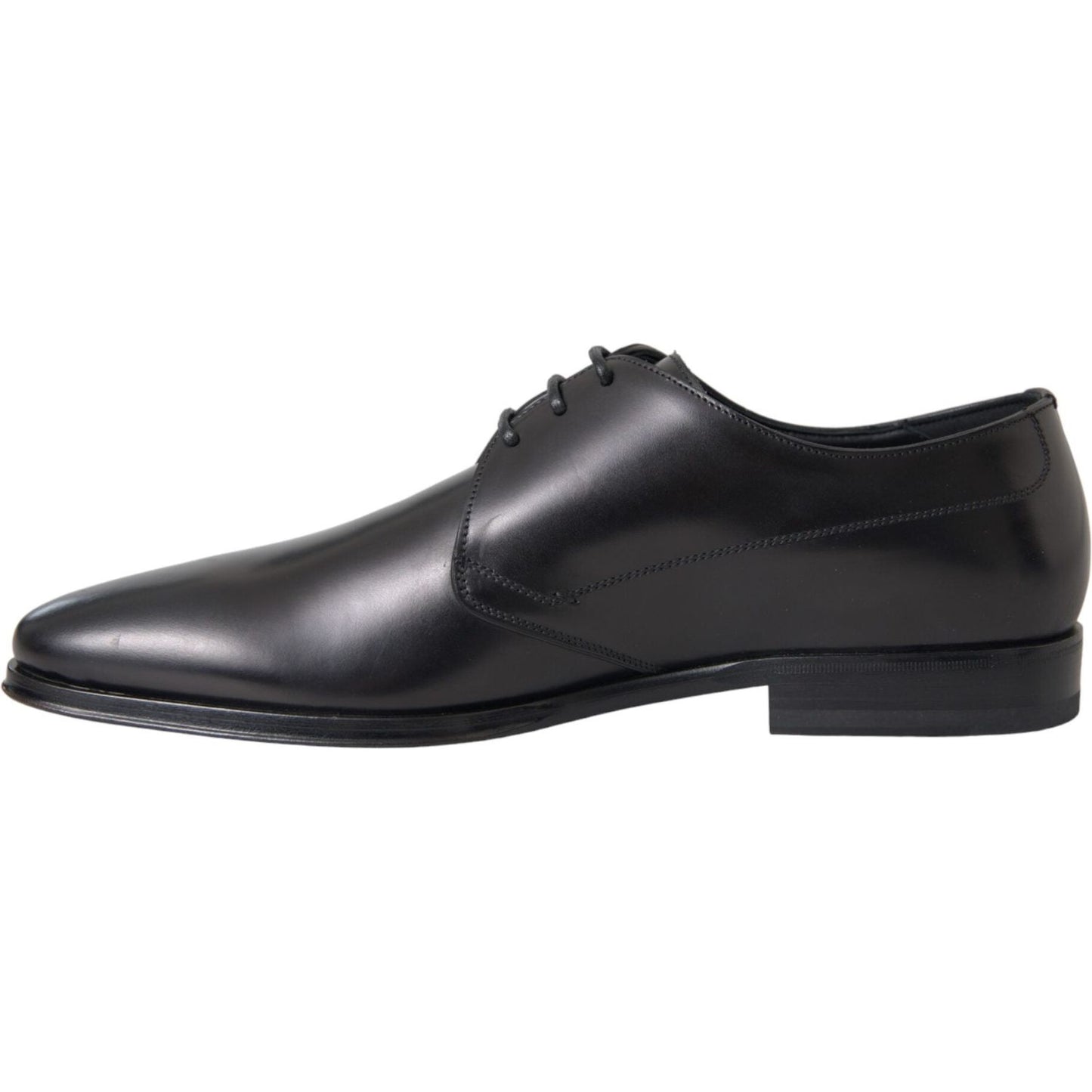 Dolce & Gabbana Black Leather Derby Formal Dress Men Shoes Dolce & Gabbana Dark Slate Gray