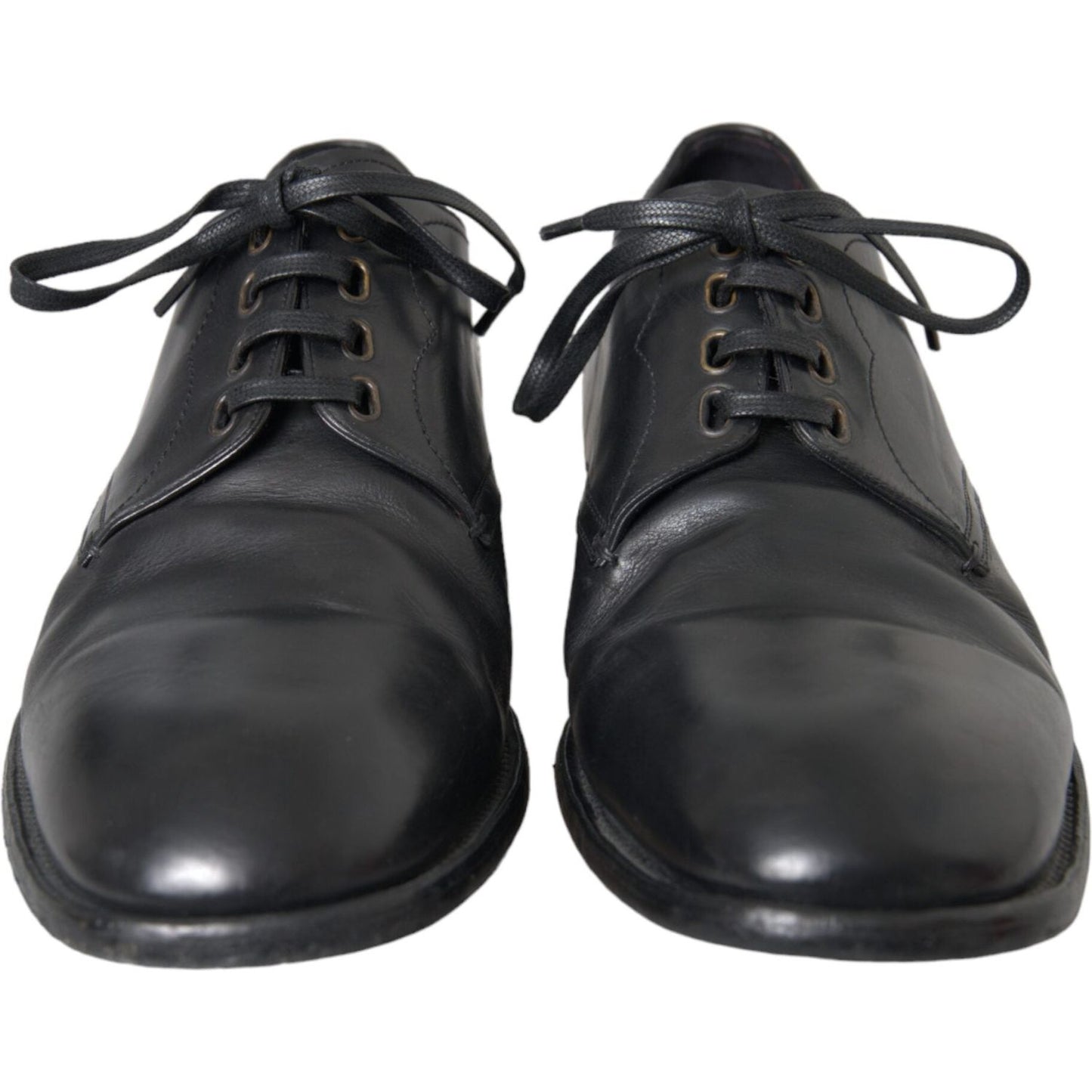 Dolce & Gabbana Black Leather Derby Formal Dress Men Shoes Dolce & Gabbana Dark Slate Gray