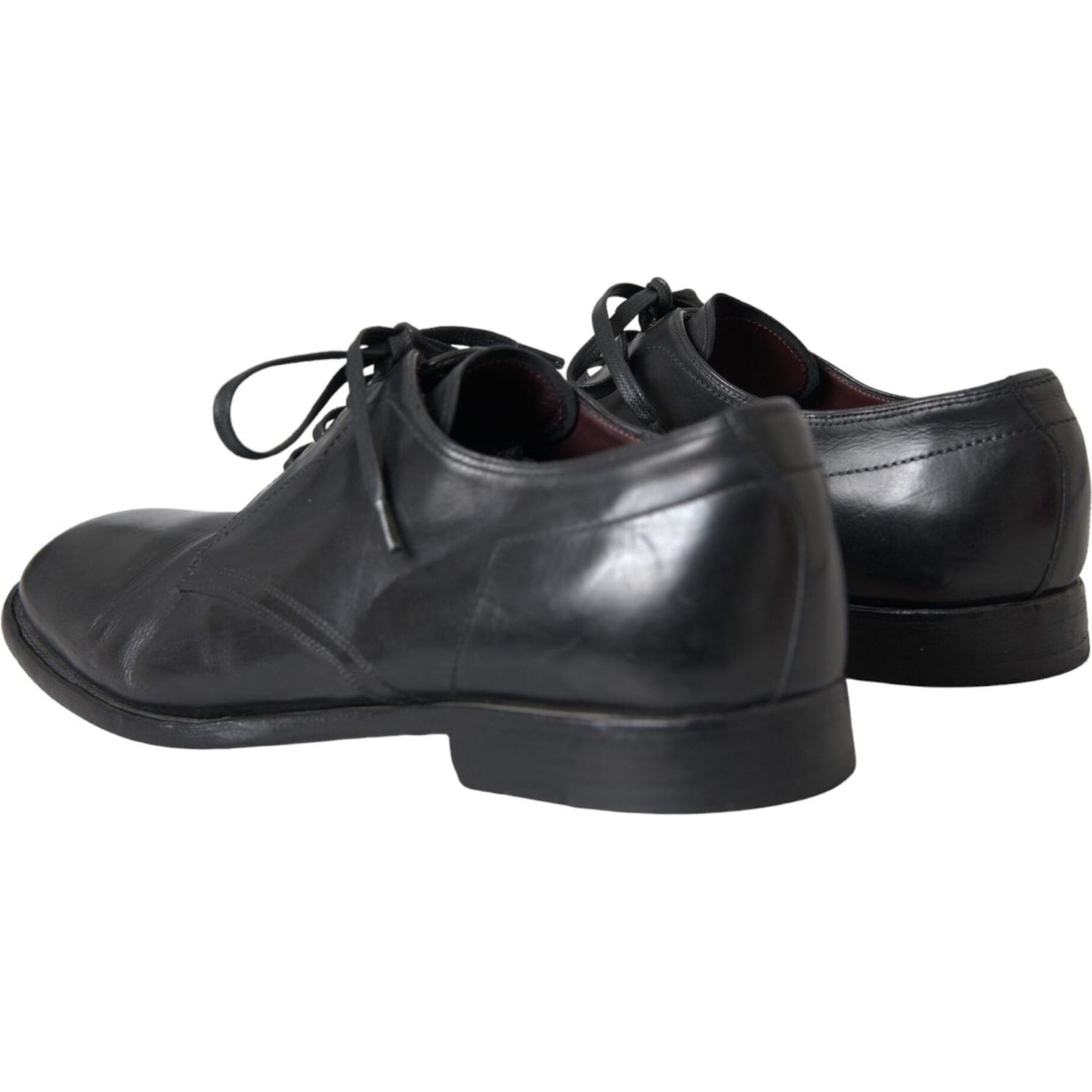 Dolce & Gabbana Black Leather Derby Formal Dress Men Shoes Dolce & Gabbana Dark Slate Gray