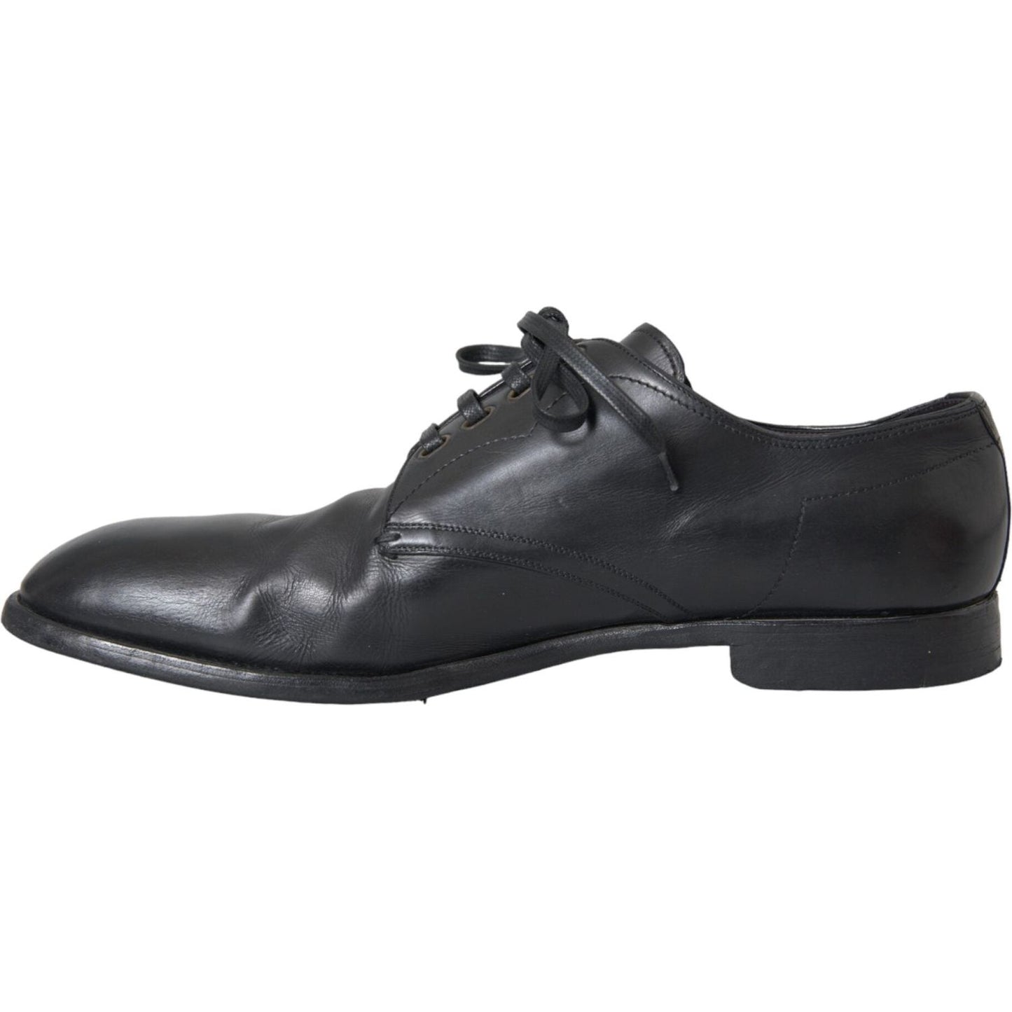 Dolce & Gabbana Black Leather Derby Formal Dress Men Shoes Dolce & Gabbana Dark Slate Gray