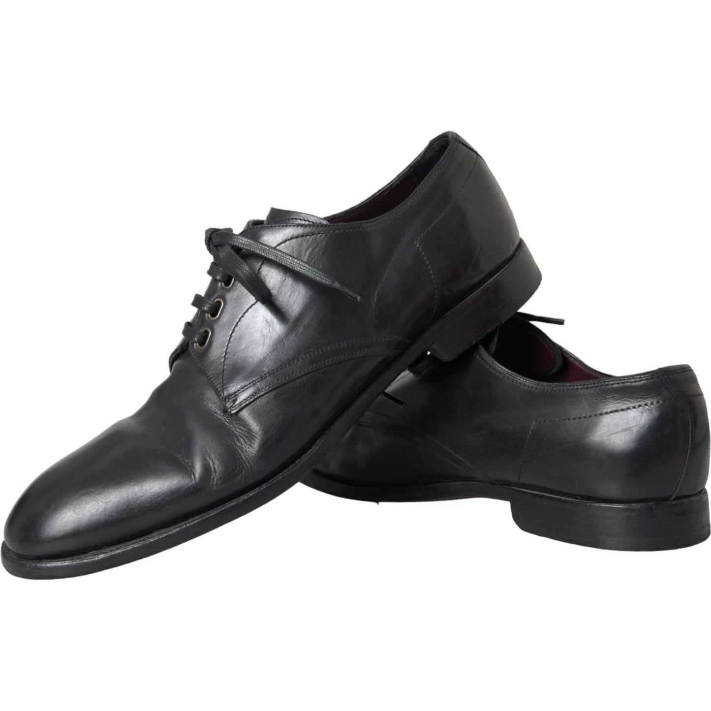 Dolce & Gabbana Black Leather Derby Formal Dress Men Shoes Dolce & Gabbana Dark Slate Gray
