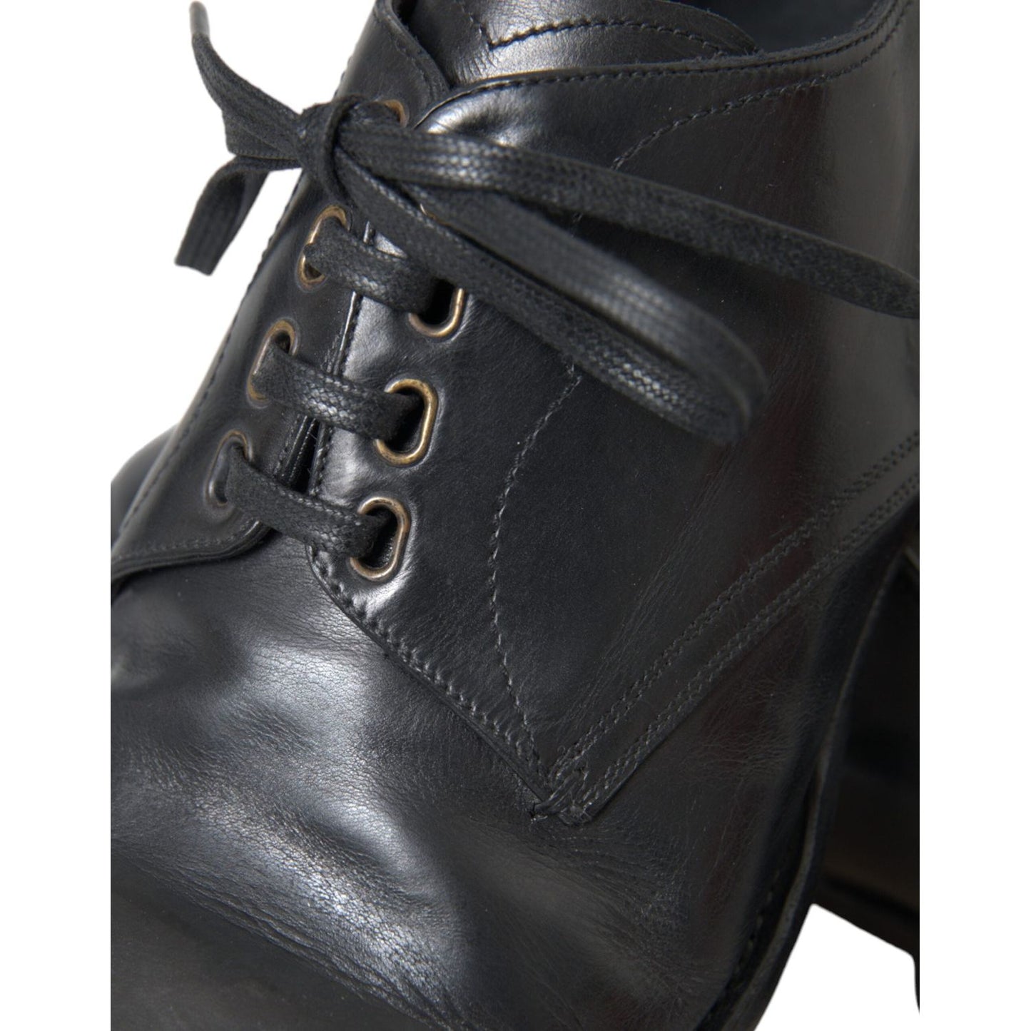 Dolce & Gabbana Black Leather Derby Formal Dress Men Shoes Dolce & Gabbana Dark Slate Gray
