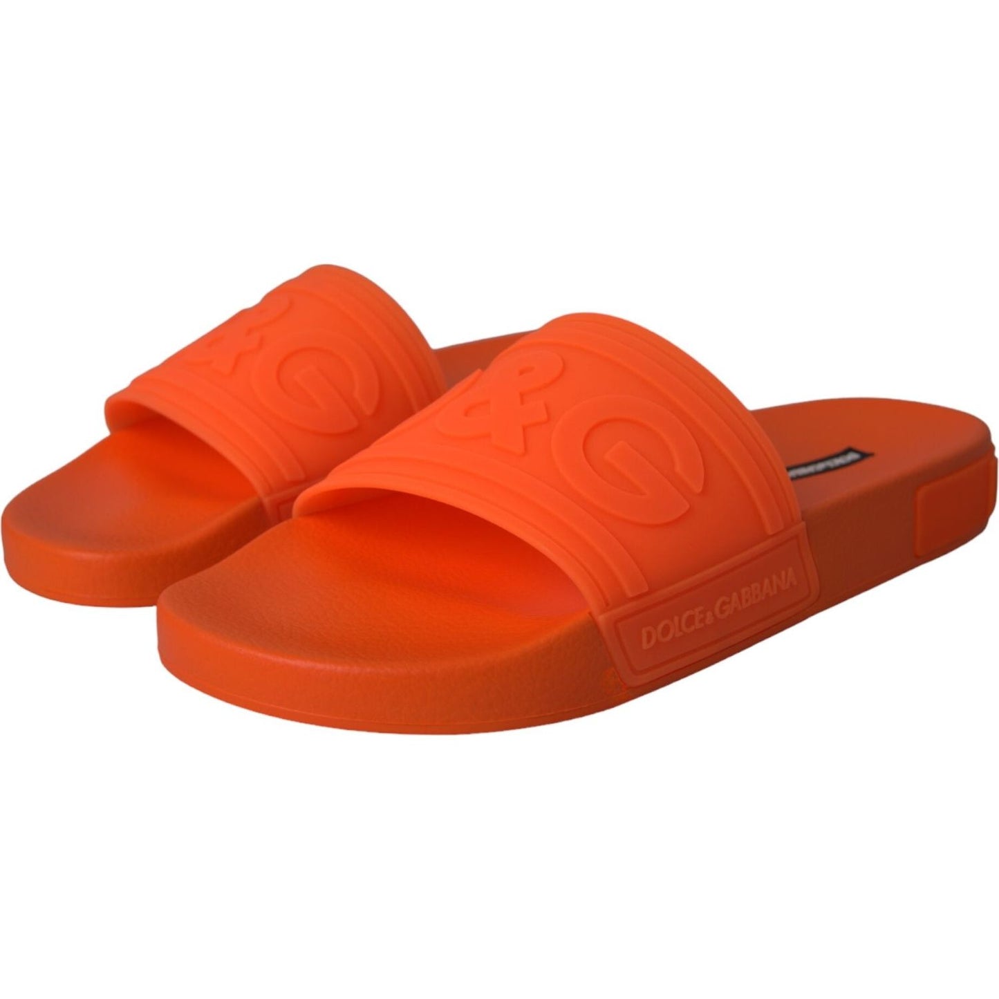 Dolce & Gabbana Orange Rubber Slides Sandals Beachwear Shoes Dolce & Gabbana Chocolate