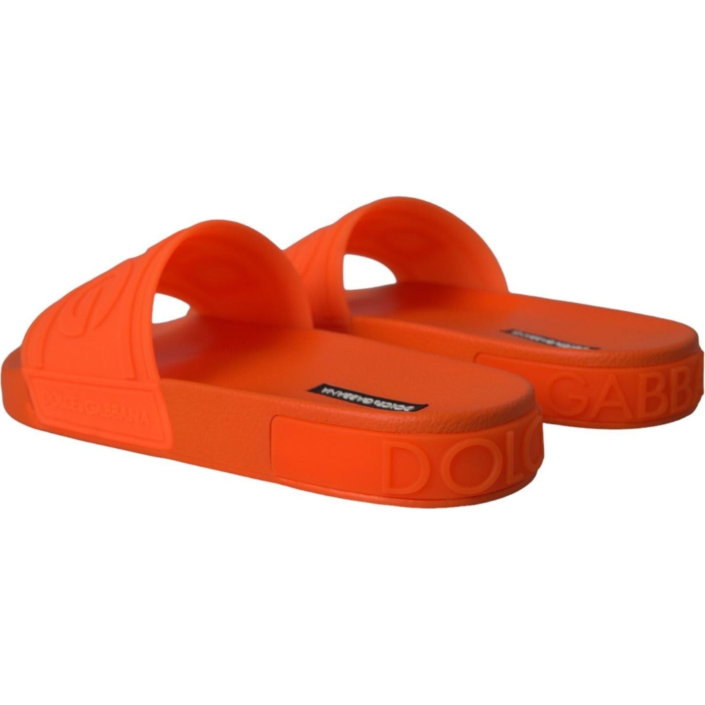 Dolce & Gabbana Orange Rubber Slides Sandals Beachwear Shoes Dolce & Gabbana Firebrick