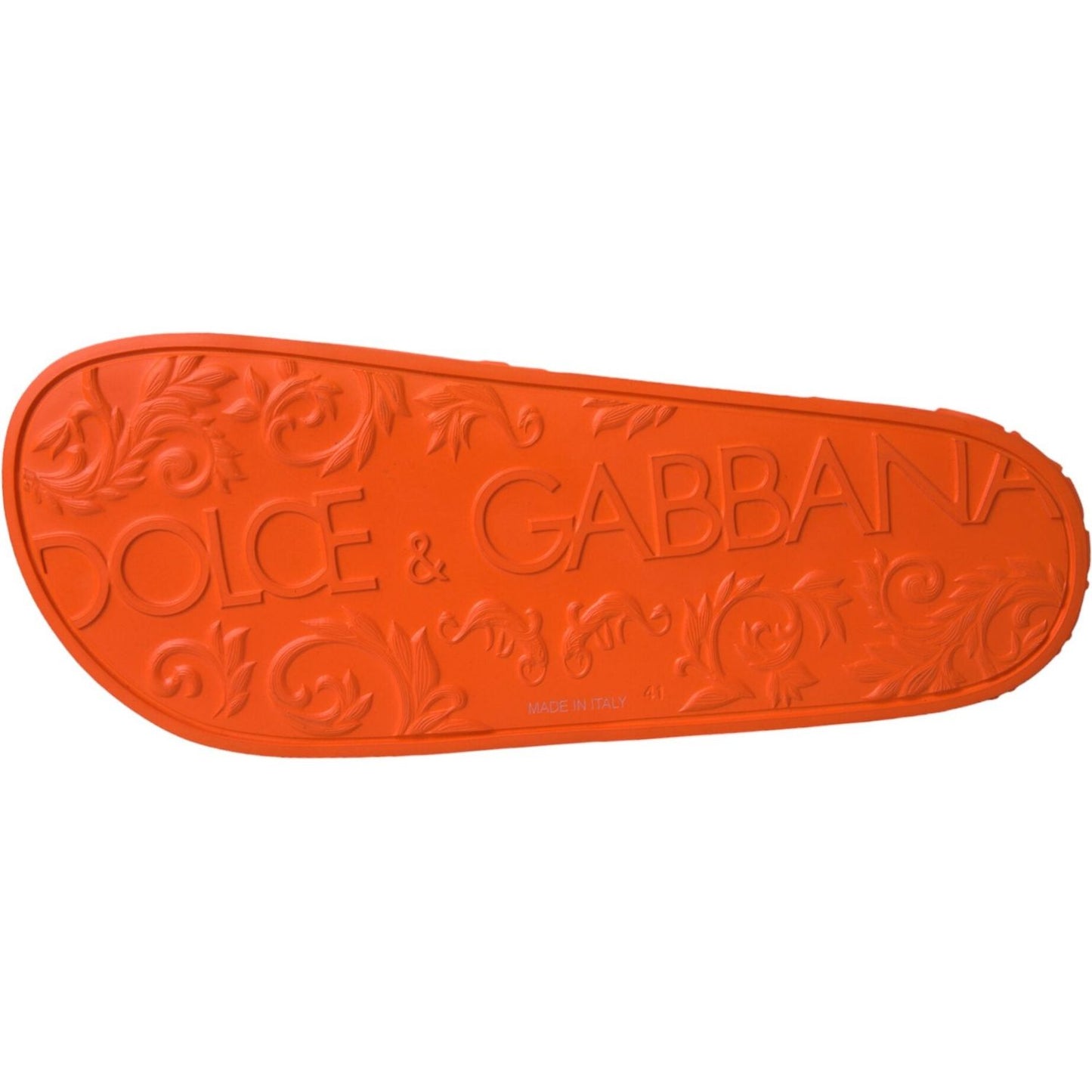 Dolce & Gabbana Orange Rubber Slides Sandals Beachwear Shoes Dolce & Gabbana Chocolate