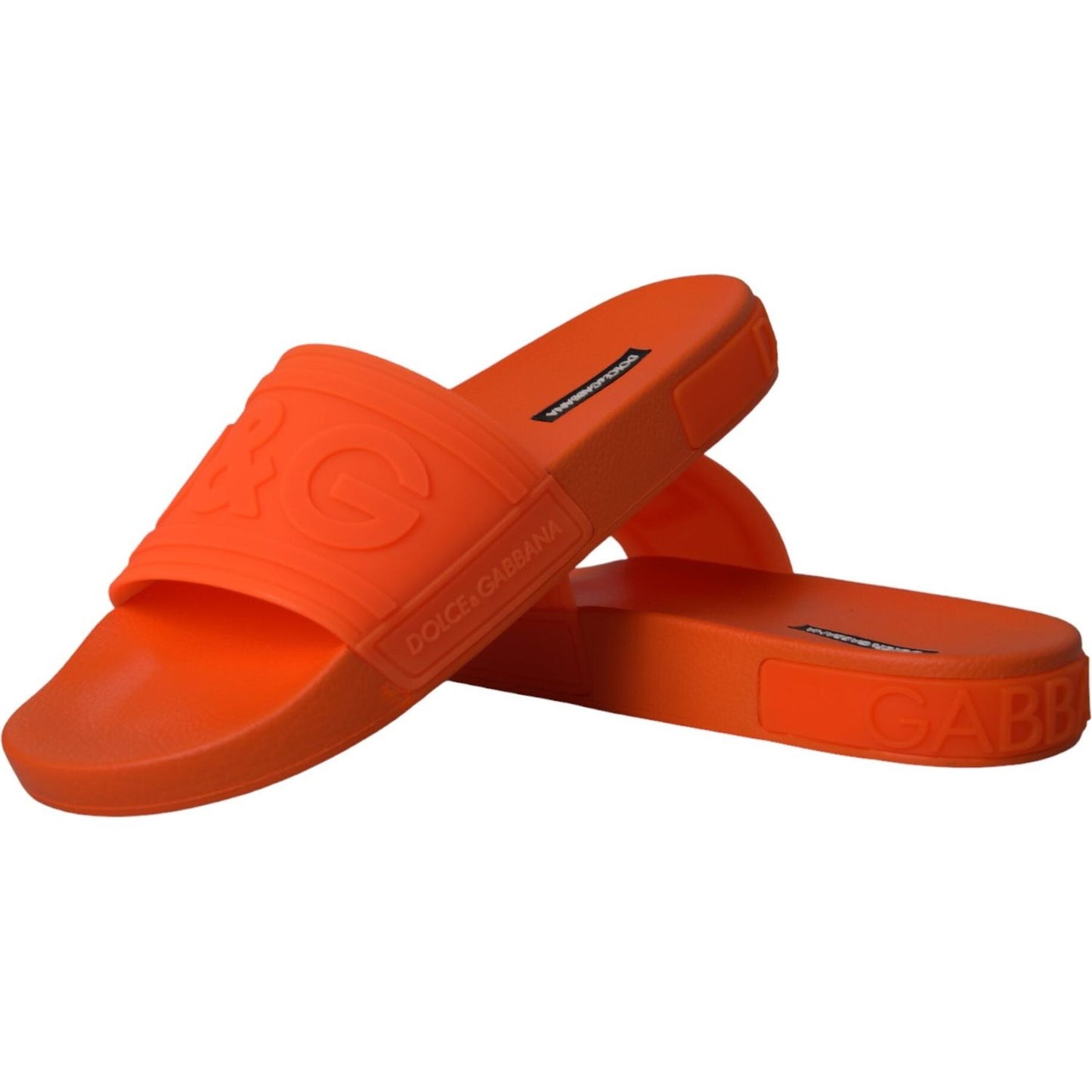 Dolce & Gabbana Orange Rubber Slides Sandals Beachwear Shoes Dolce & Gabbana Firebrick
