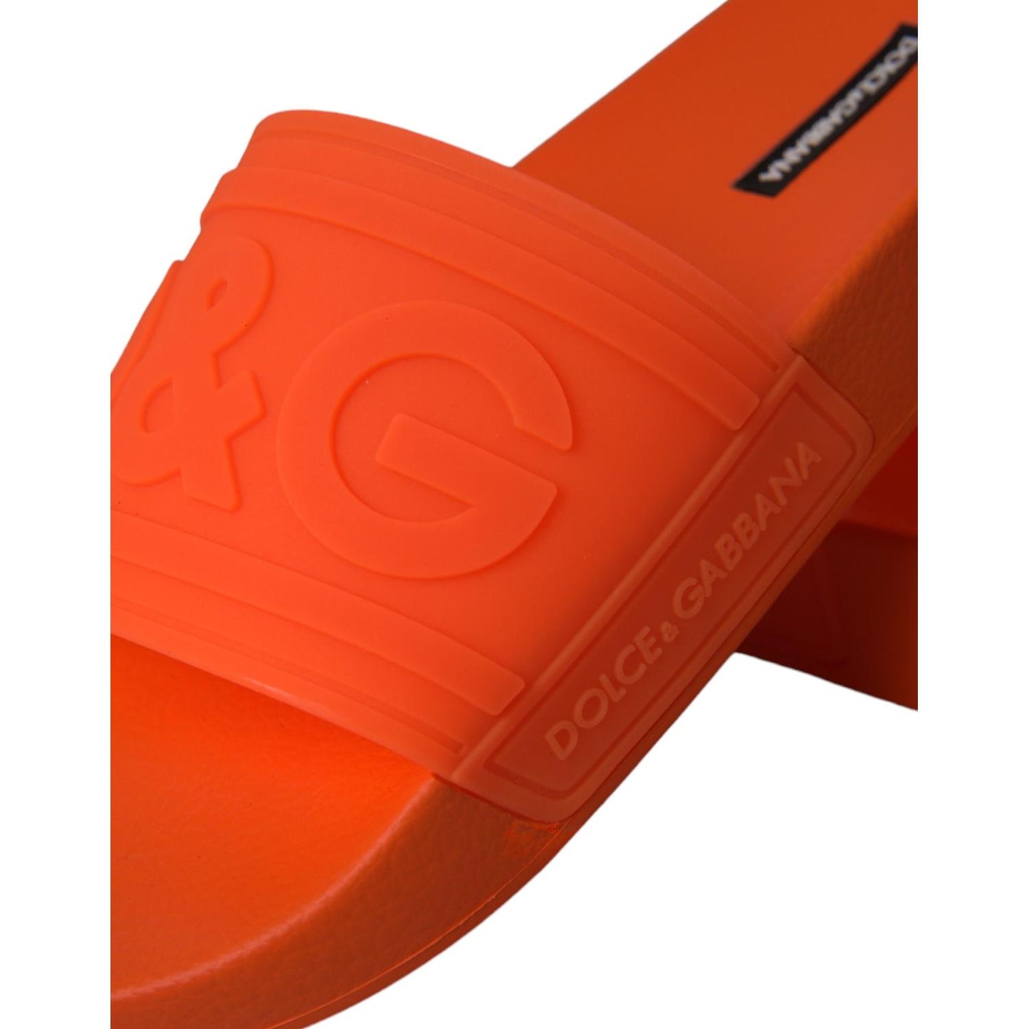 Dolce & Gabbana Orange Rubber Slides Sandals Beachwear Shoes Dolce & Gabbana Chocolate