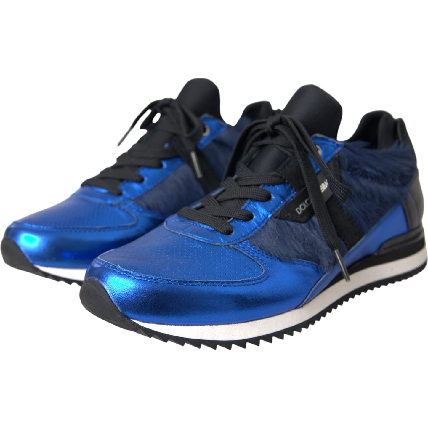 Dolce & Gabbana Blue Black Calf Hair Leather Sneakers Shoes Dolce & Gabbana Dark Slate Gray