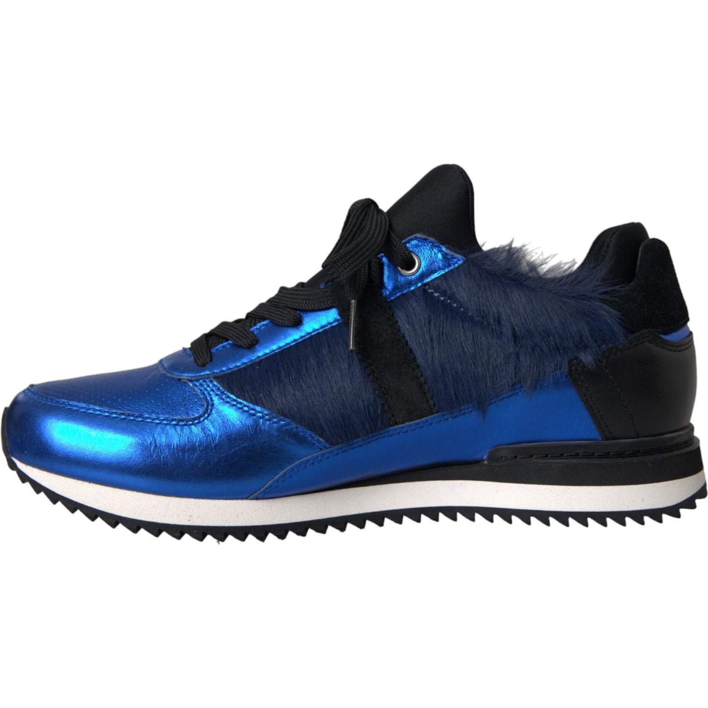 Dolce & Gabbana Blue Black Calf Hair Leather Sneakers Shoes Dolce & Gabbana Dark Slate Gray