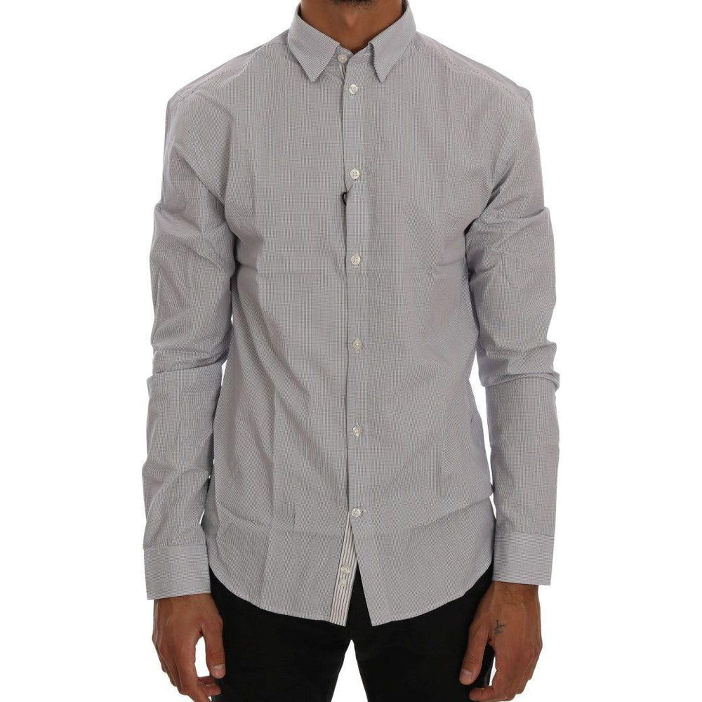 Frankie Morello White Blue Check Casual Cotton Regular Fit Shirt TSH1399-5