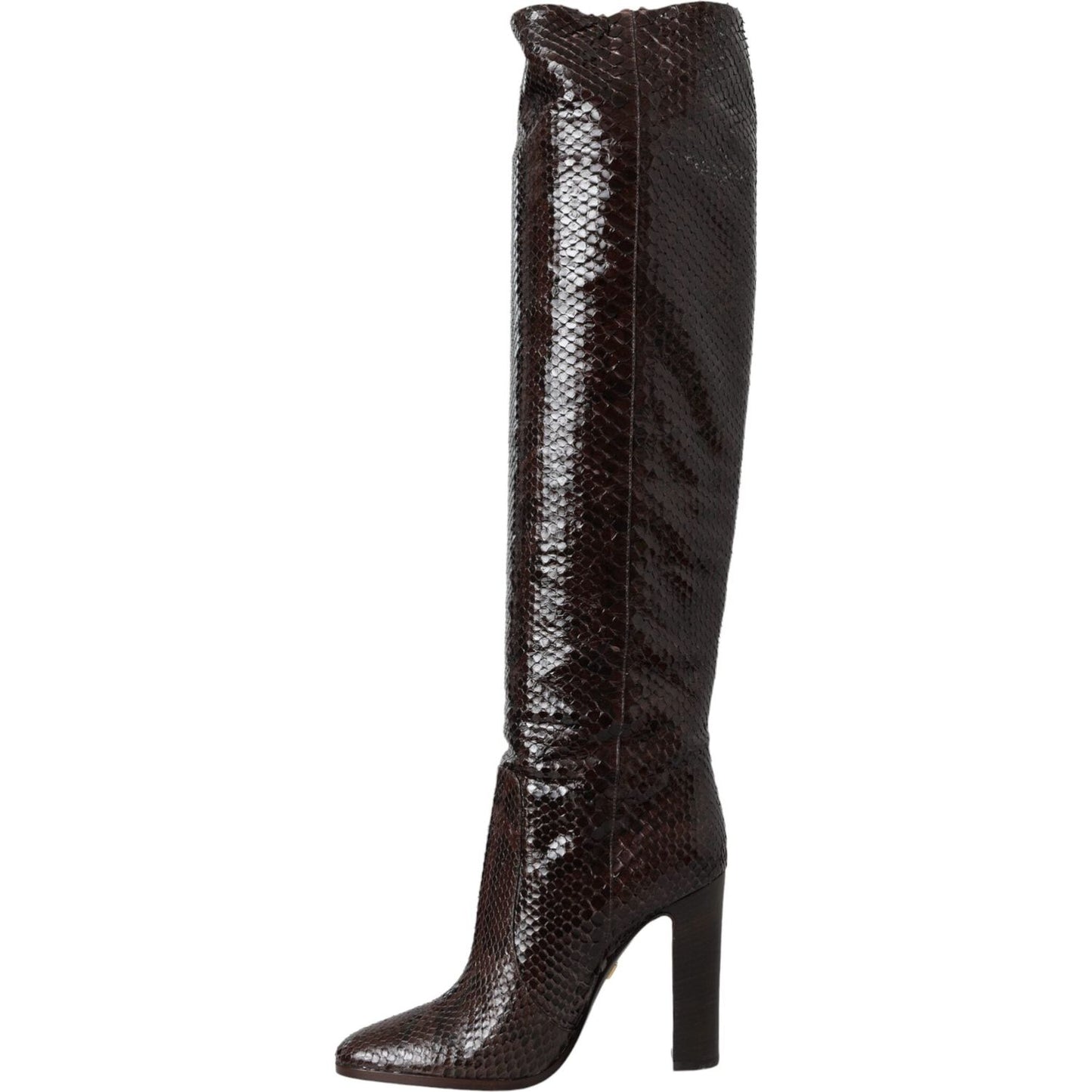 Dolce & Gabbana Brown Exotic Leather Heels High Boots Shoes Dolce & Gabbana Dark Slate Gray