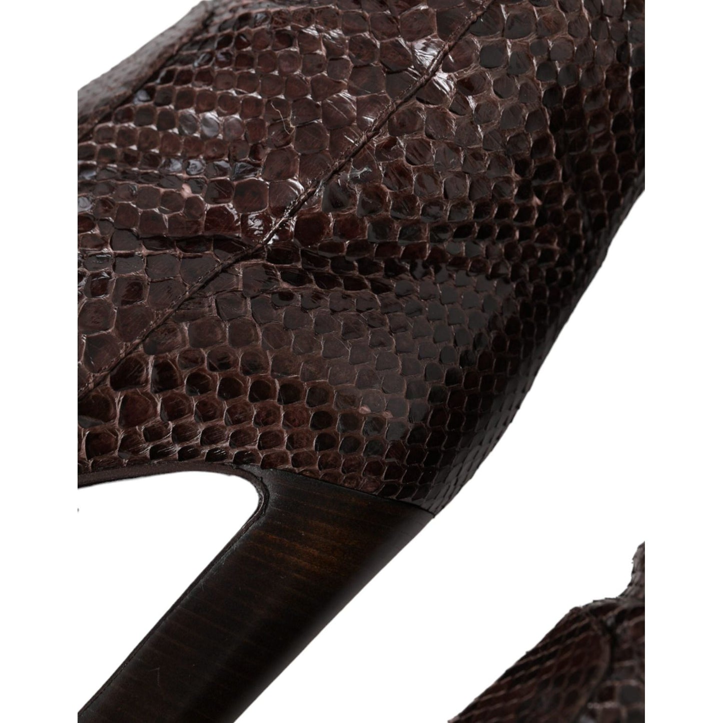 Dolce & Gabbana Brown Exotic Leather Heels High Boots Shoes Dolce & Gabbana Black
