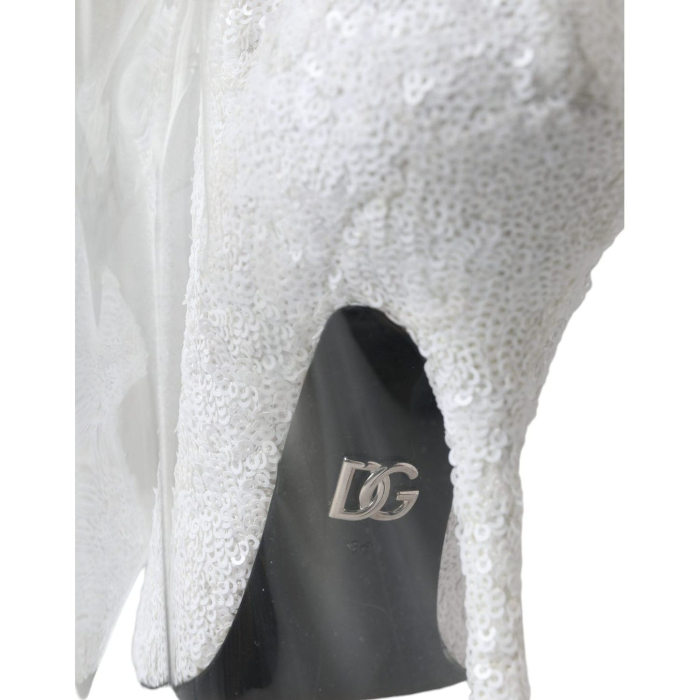 Dolce & Gabbana White Heels Stiletto Knee High Boots Shoes Dolce & Gabbana Light Gray