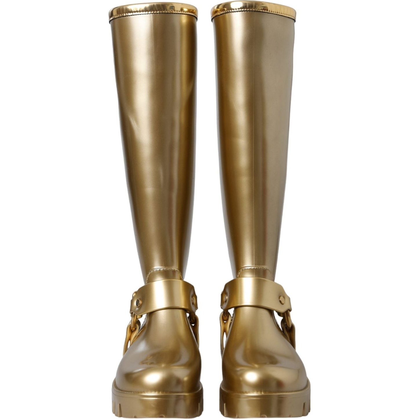 Dolce & Gabbana Metallic Gold Rubber PVC Rain Boots Shoes Dolce & Gabbana Dim Gray