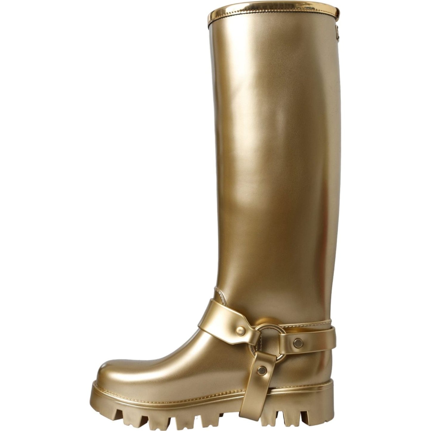 Dolce & Gabbana Metallic Gold Rubber PVC Rain Boots Shoes Dolce & Gabbana Dim Gray