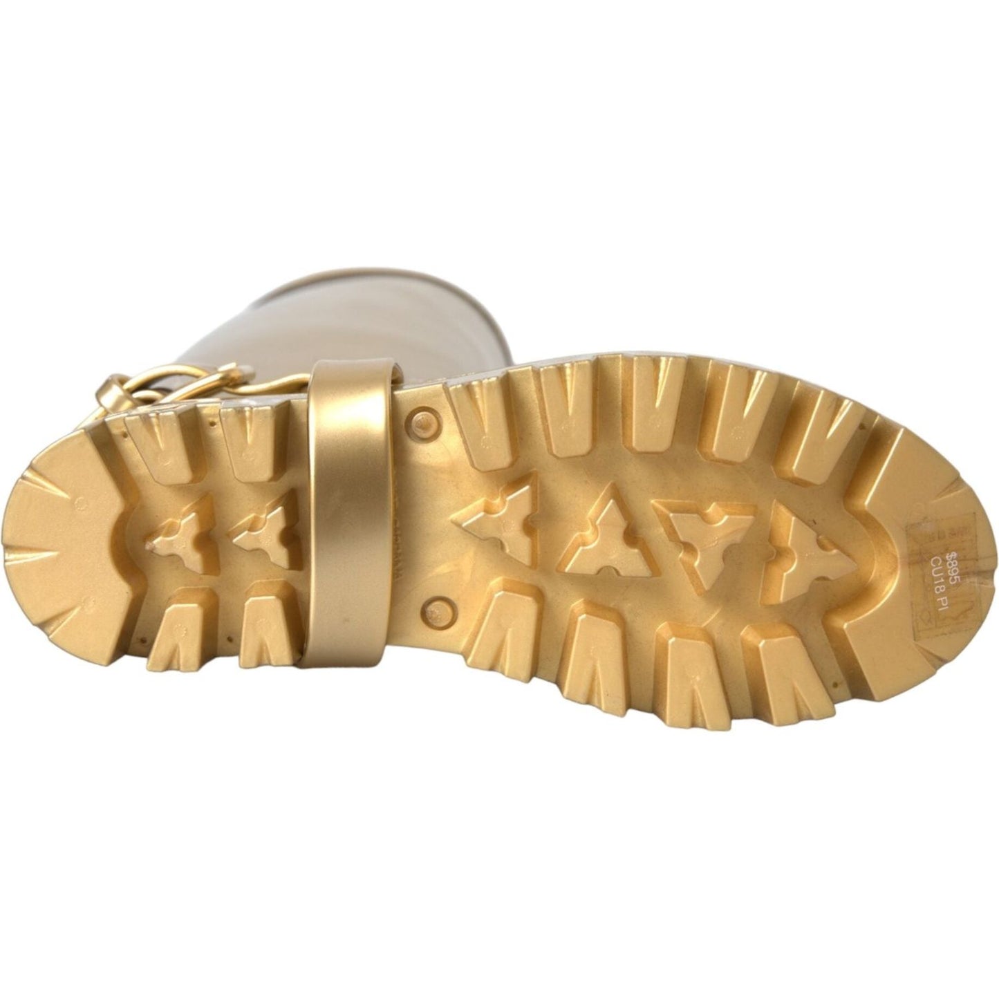 Dolce & Gabbana Metallic Gold Rubber PVC Rain Boots Shoes Dolce & Gabbana Dark Khaki
