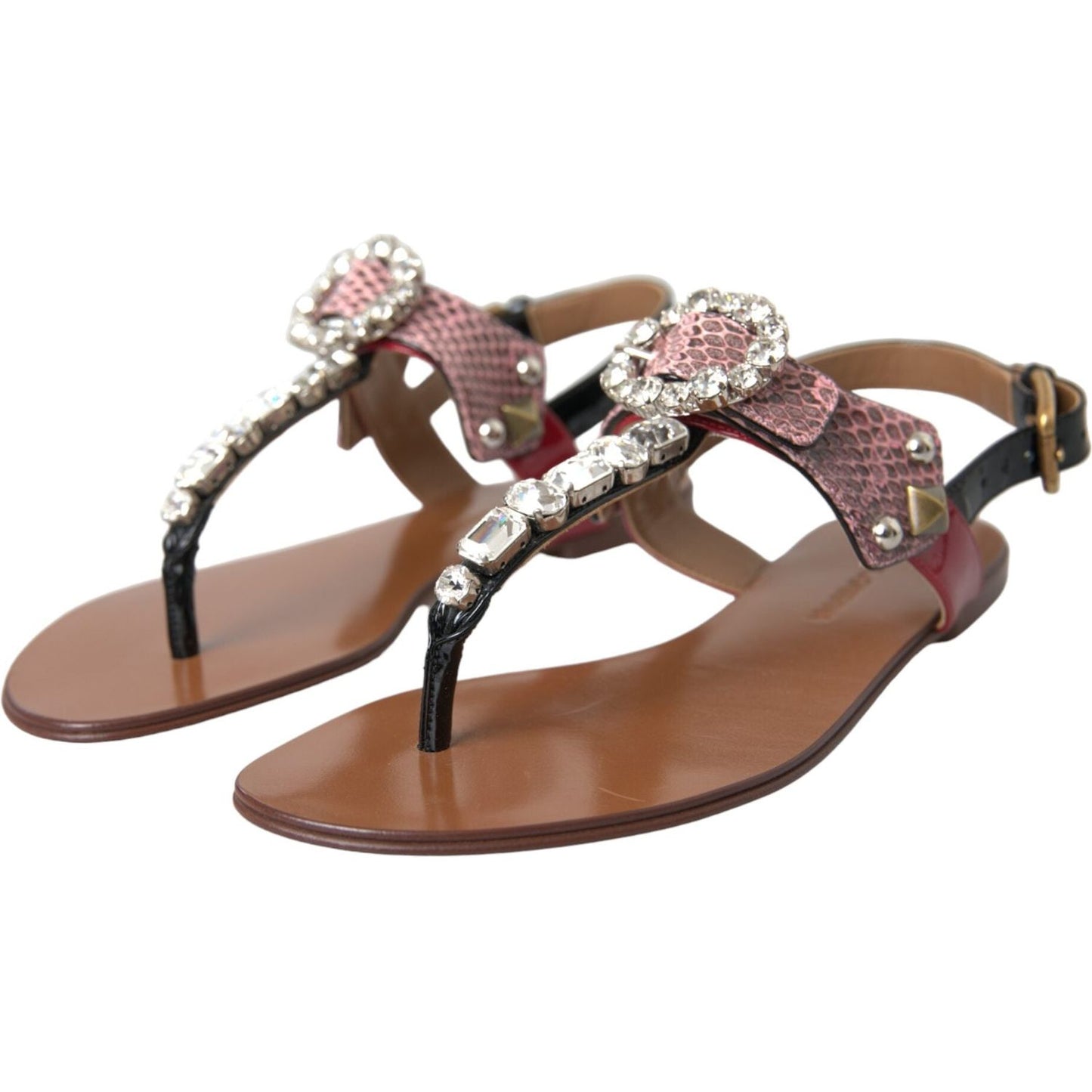 Dolce & Gabbana Multicolor Crystal Sandals Flip Flops Shoes Dolce & Gabbana Dim Gray