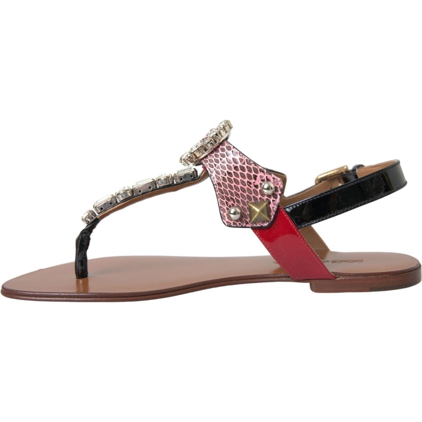 Dolce & Gabbana Multicolor Crystal Sandals Flip Flops Shoes Dolce & Gabbana Rosy Brown