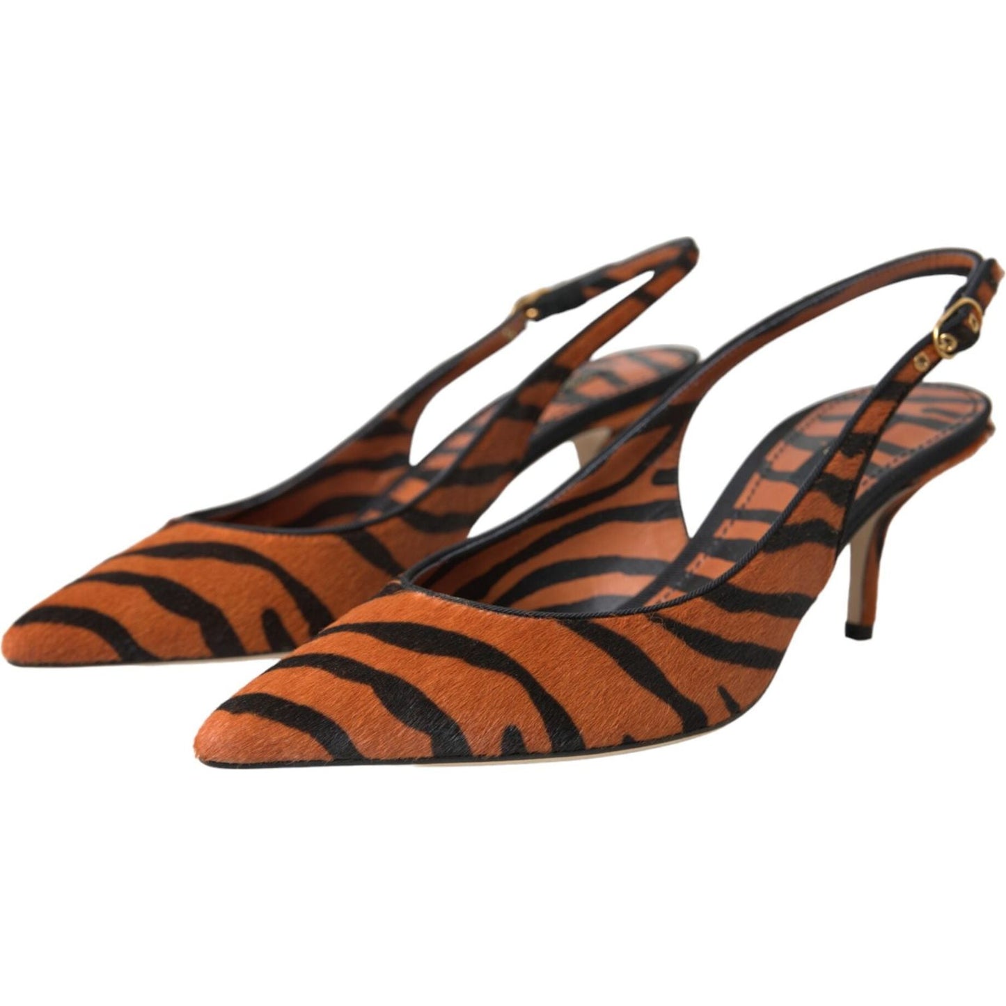 Dolce & Gabbana Black Orange Zebra Leather Slingbacks Shoes Dolce & Gabbana Dark Slate Gray