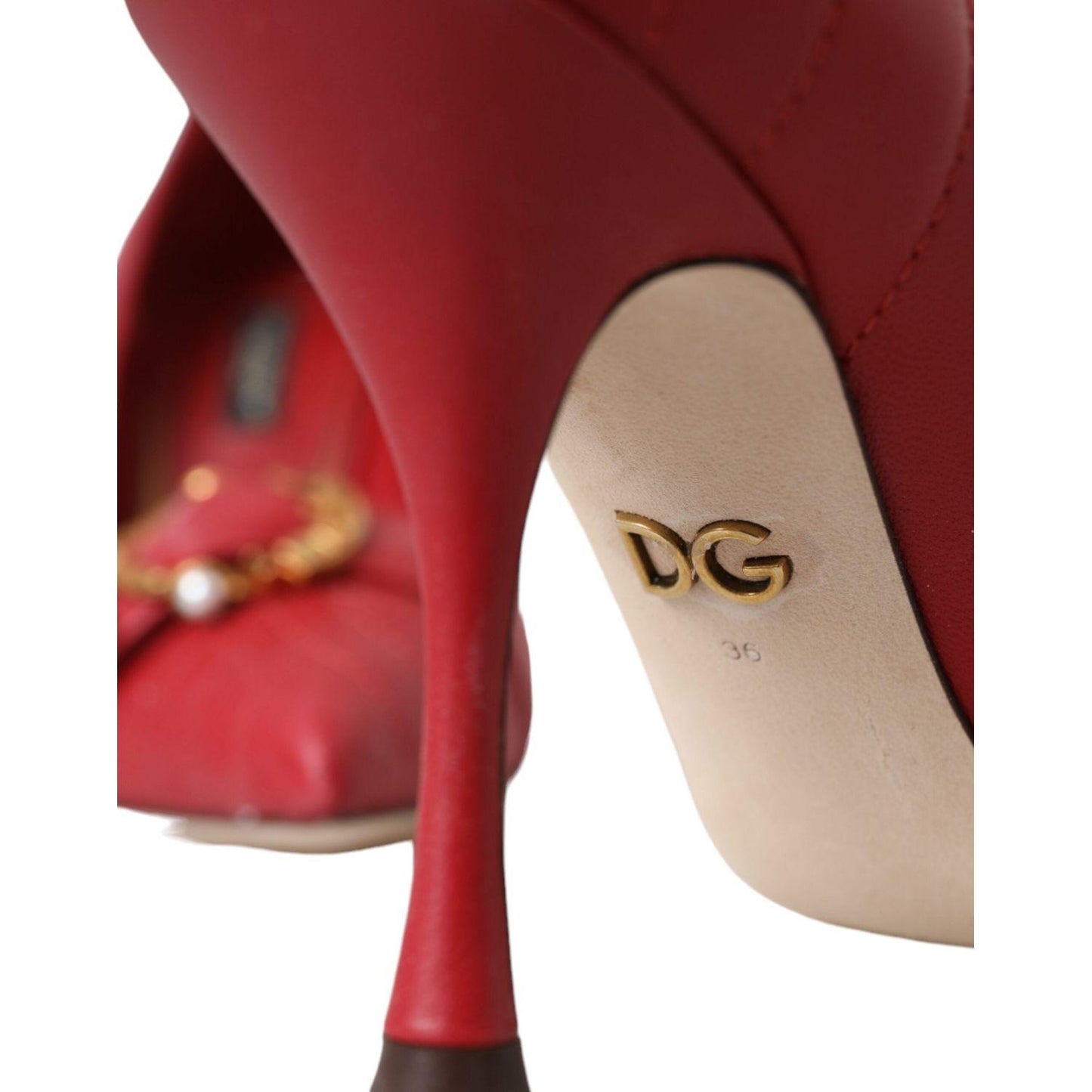 Dolce & Gabbana Red Devotion Leather Heels Pumps Shoes Dolce & Gabbana Saddle Brown
