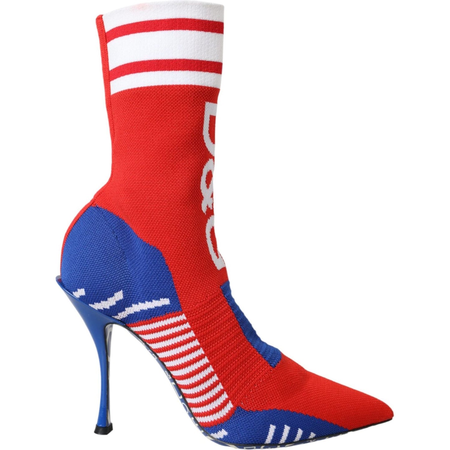 Dolce & Gabbana Red Blue Stretch Sock Style Ankle Boots Logo Shoes Dolce & Gabbana Dark Slate Blue