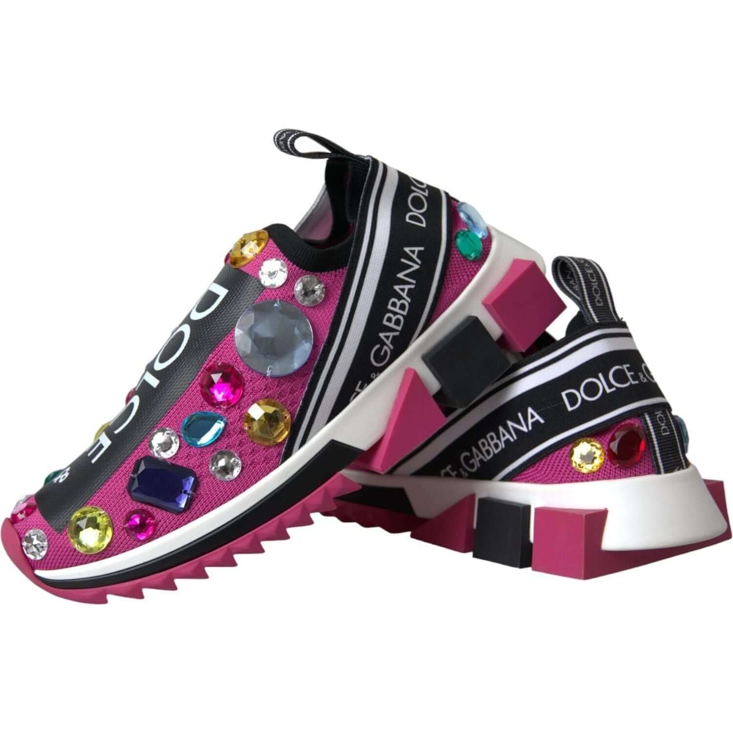 Dolce & Gabbana Pink Sorrento Crystals Sneakers Shoes Dolce & Gabbana Dark Slate Gray