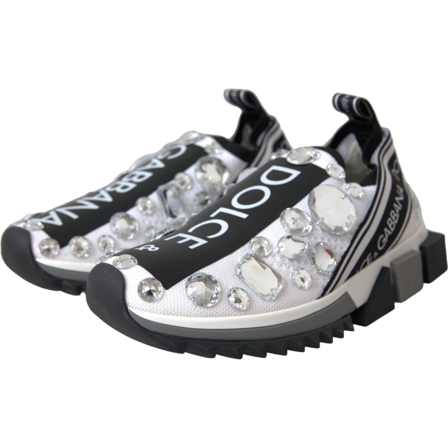 Dolce & Gabbana White Sorrento Crystals Sneakers Shoes Dolce & Gabbana Dark Slate Gray