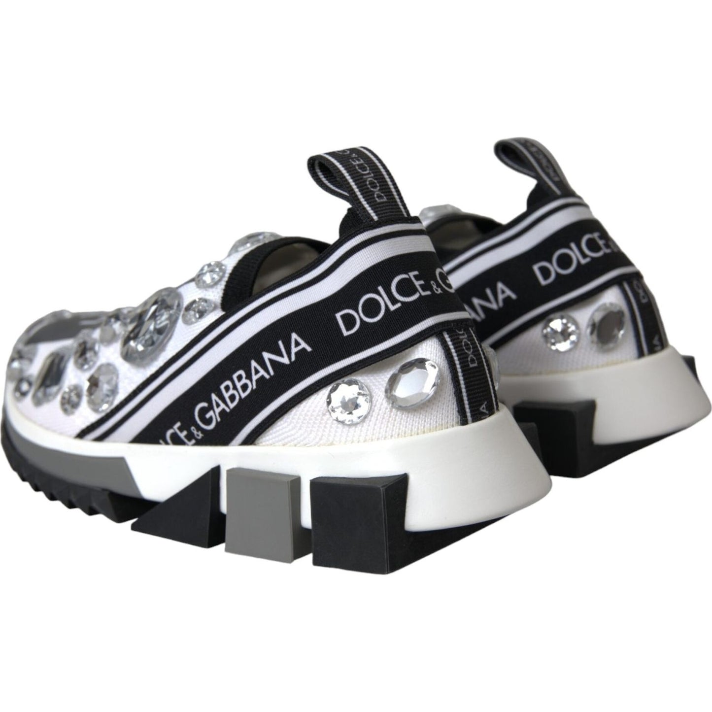 Dolce & Gabbana White Sorrento Crystals Sneakers Shoes Dolce & Gabbana Light Gray